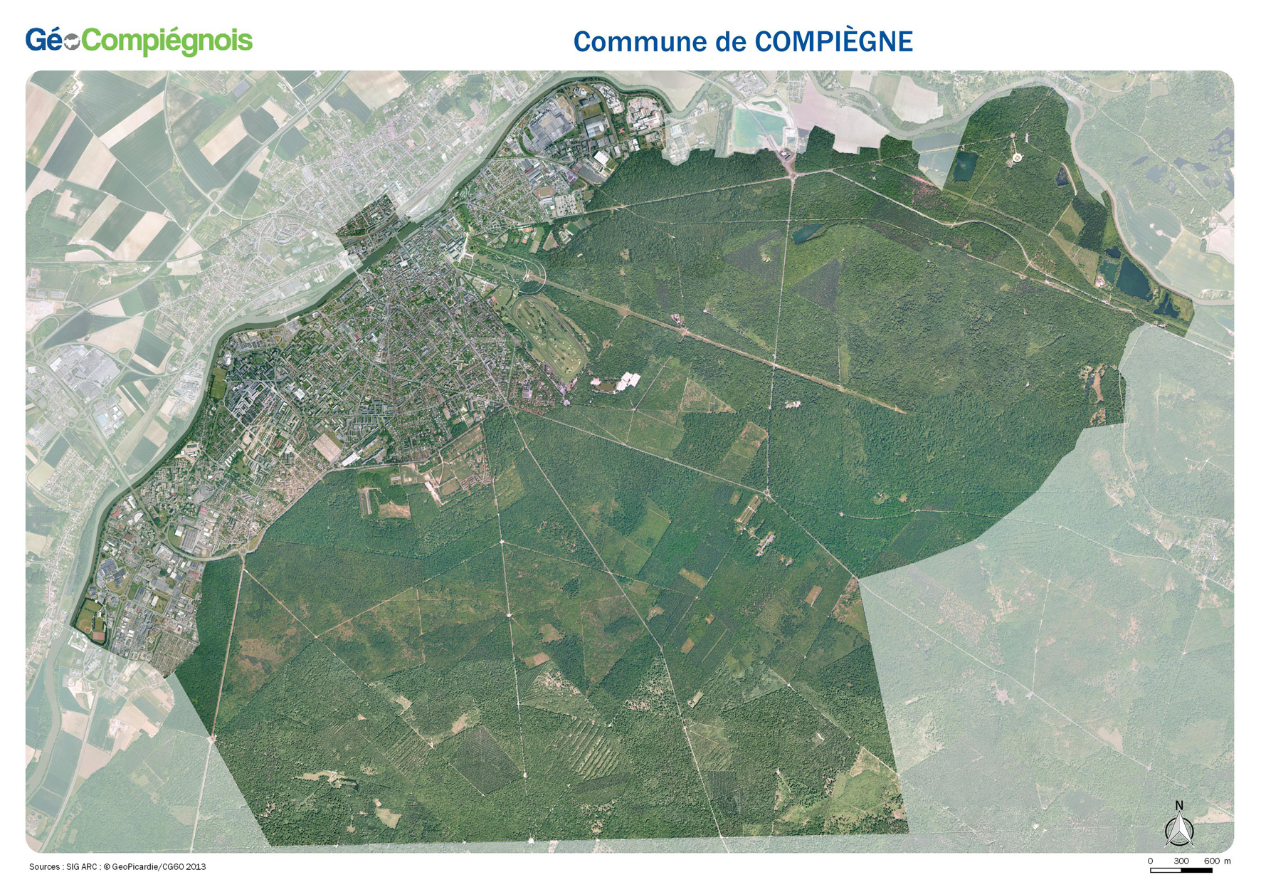 Photographie aérienne 2013 sur la commune de Compiègne