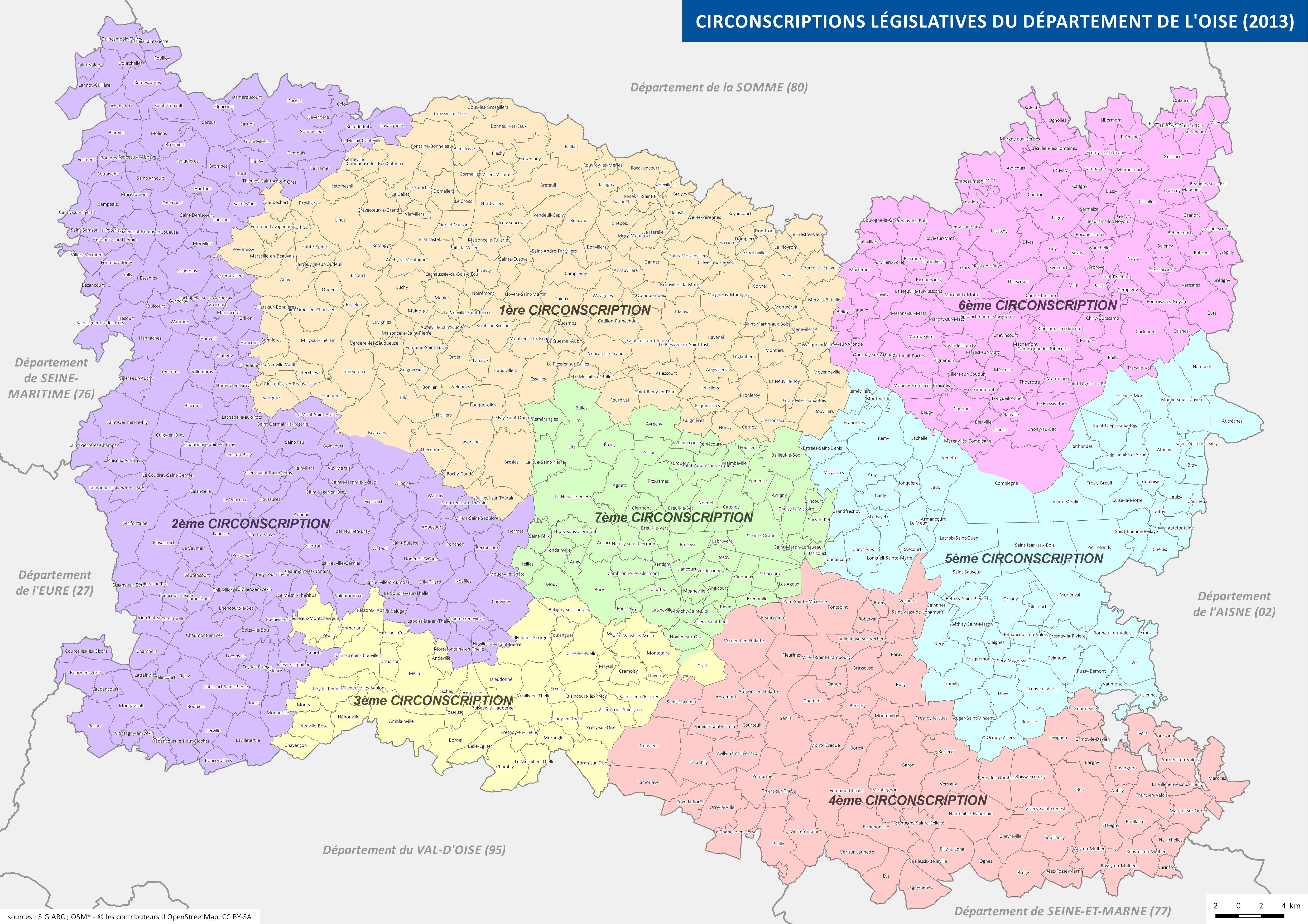 Limites des circonscriptions législatives du département de l'Oise (2013)