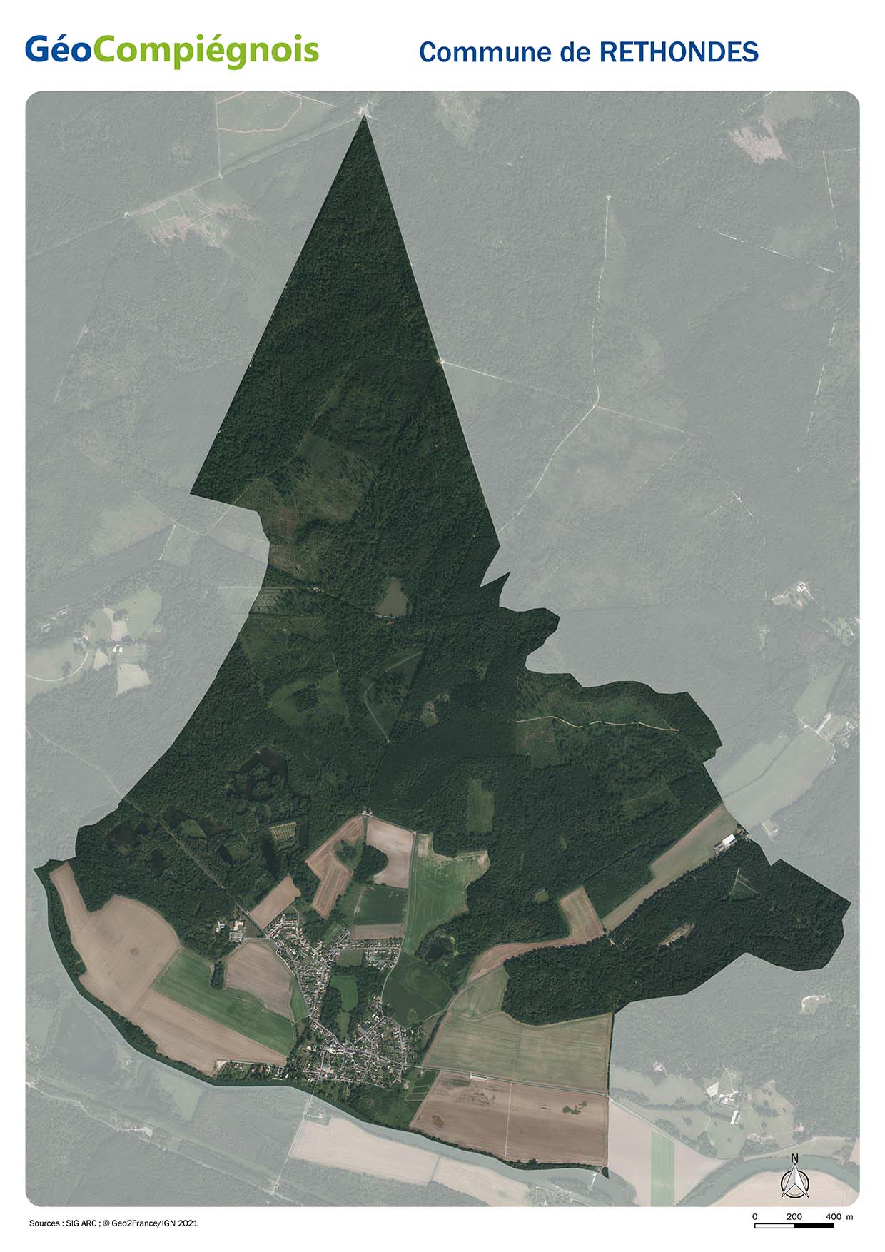 Photographie aérienne 2021 sur la commune de Rethondes