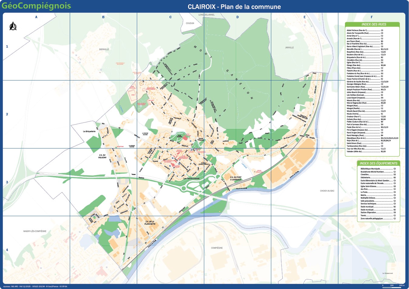 Plan de ville de la commune de Clairoix