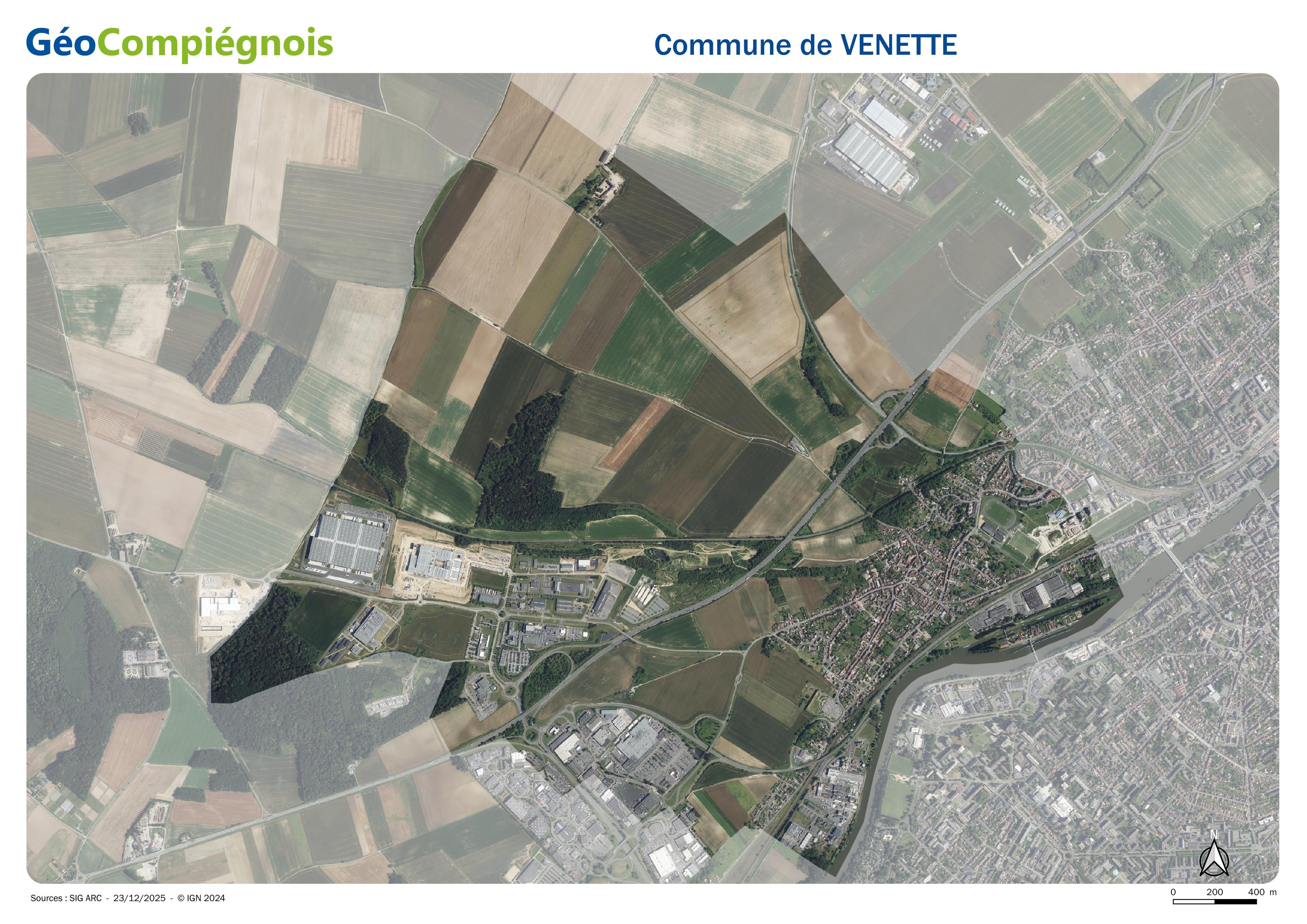 Photographie aérienne 2024 sur la commune de Venette