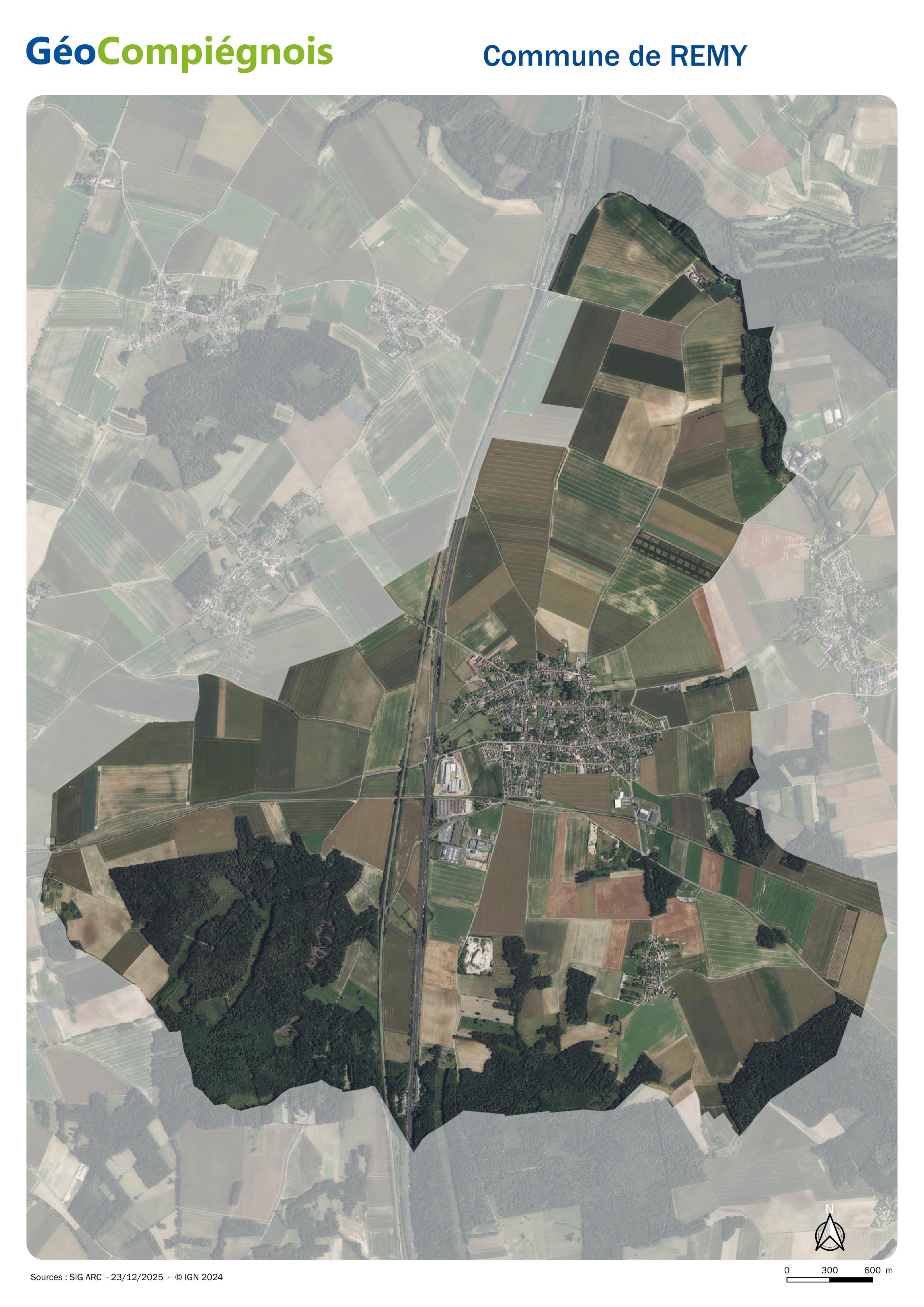 Photographie aérienne 2024 sur la commune de Rémy