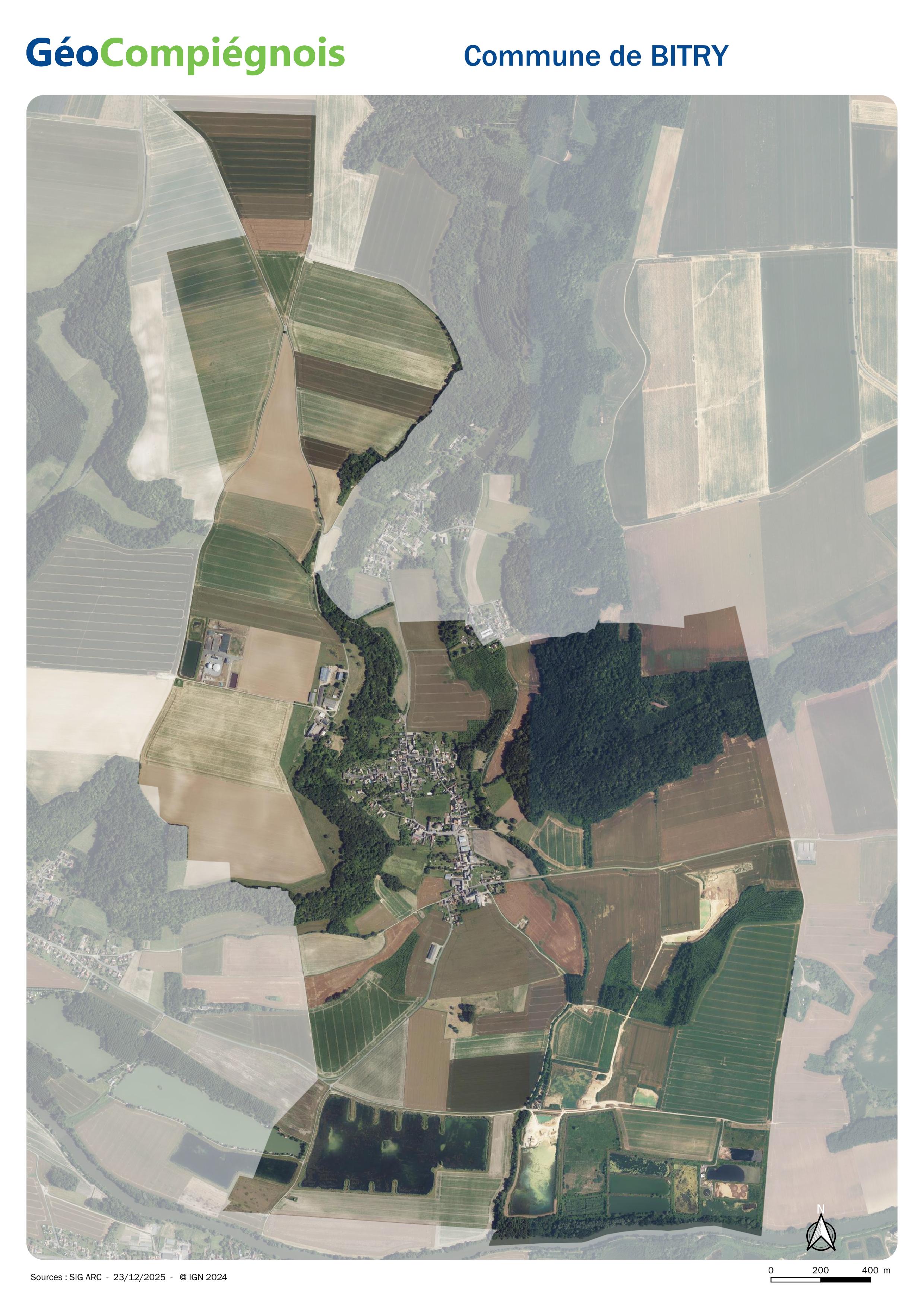 Photographie aérienne 2024 sur la commune de Bitry