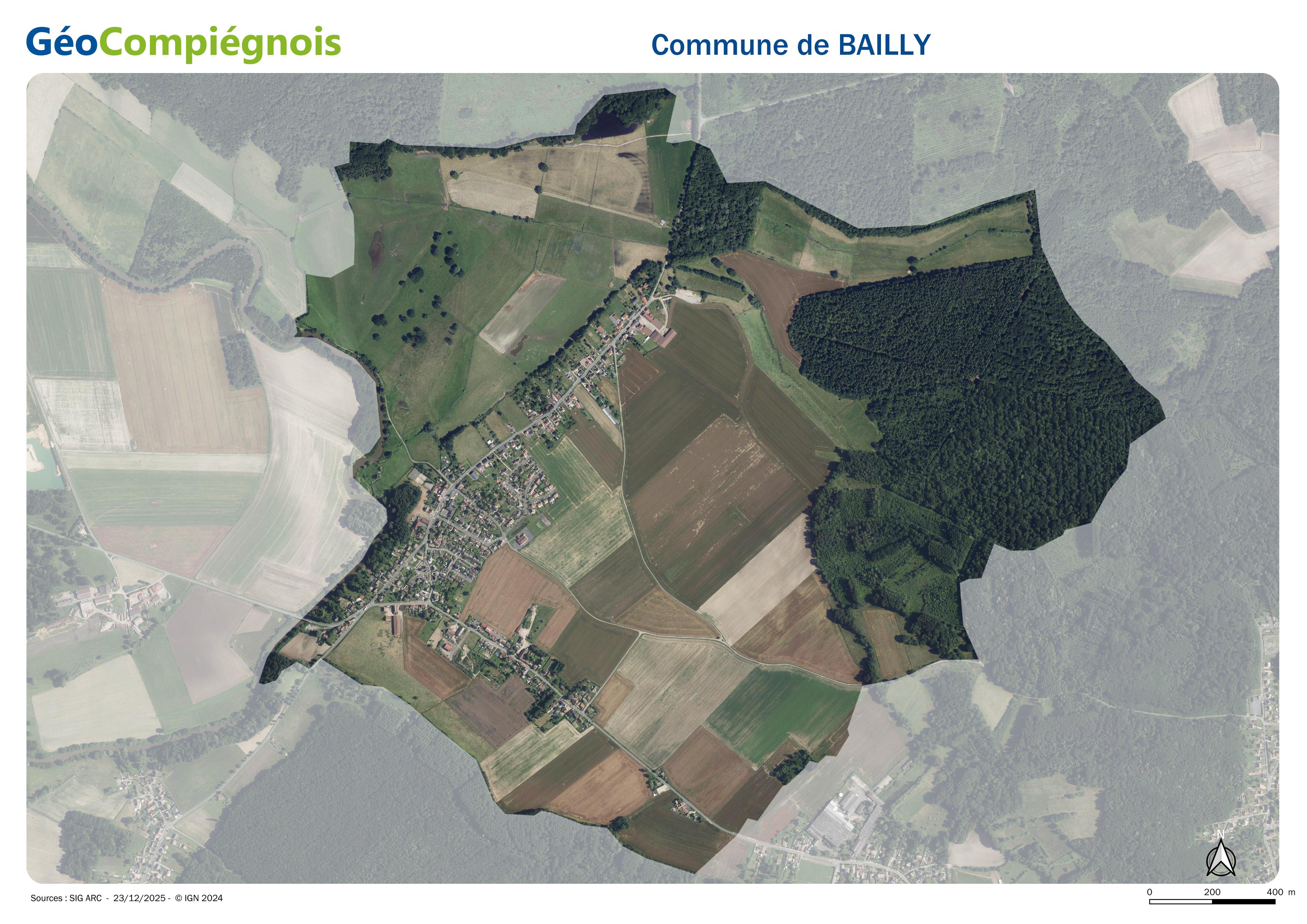 Photographie aérienne 2024 sur la commune de Bailly