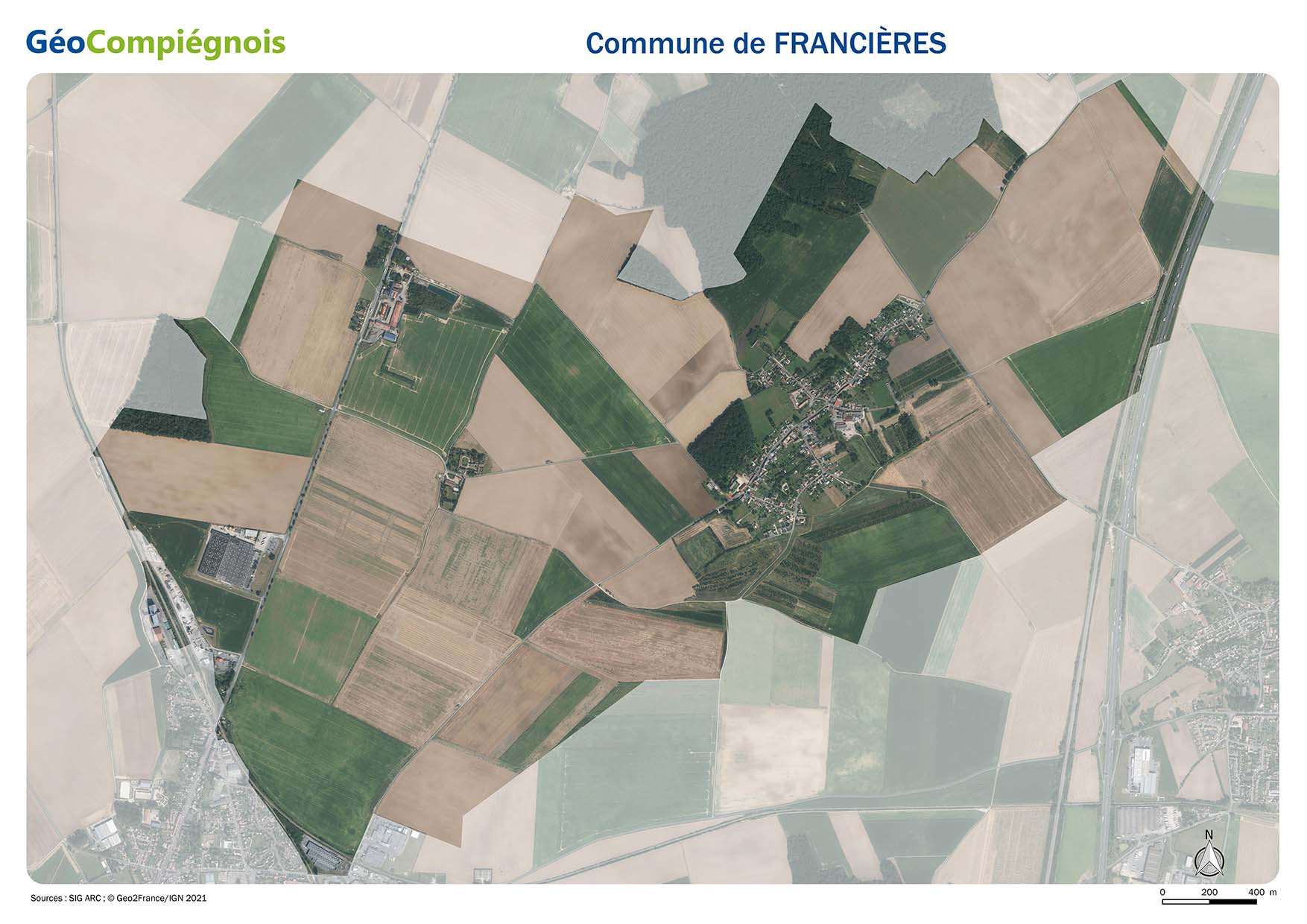 Photographie aérienne 2021 sur la commune de Francières