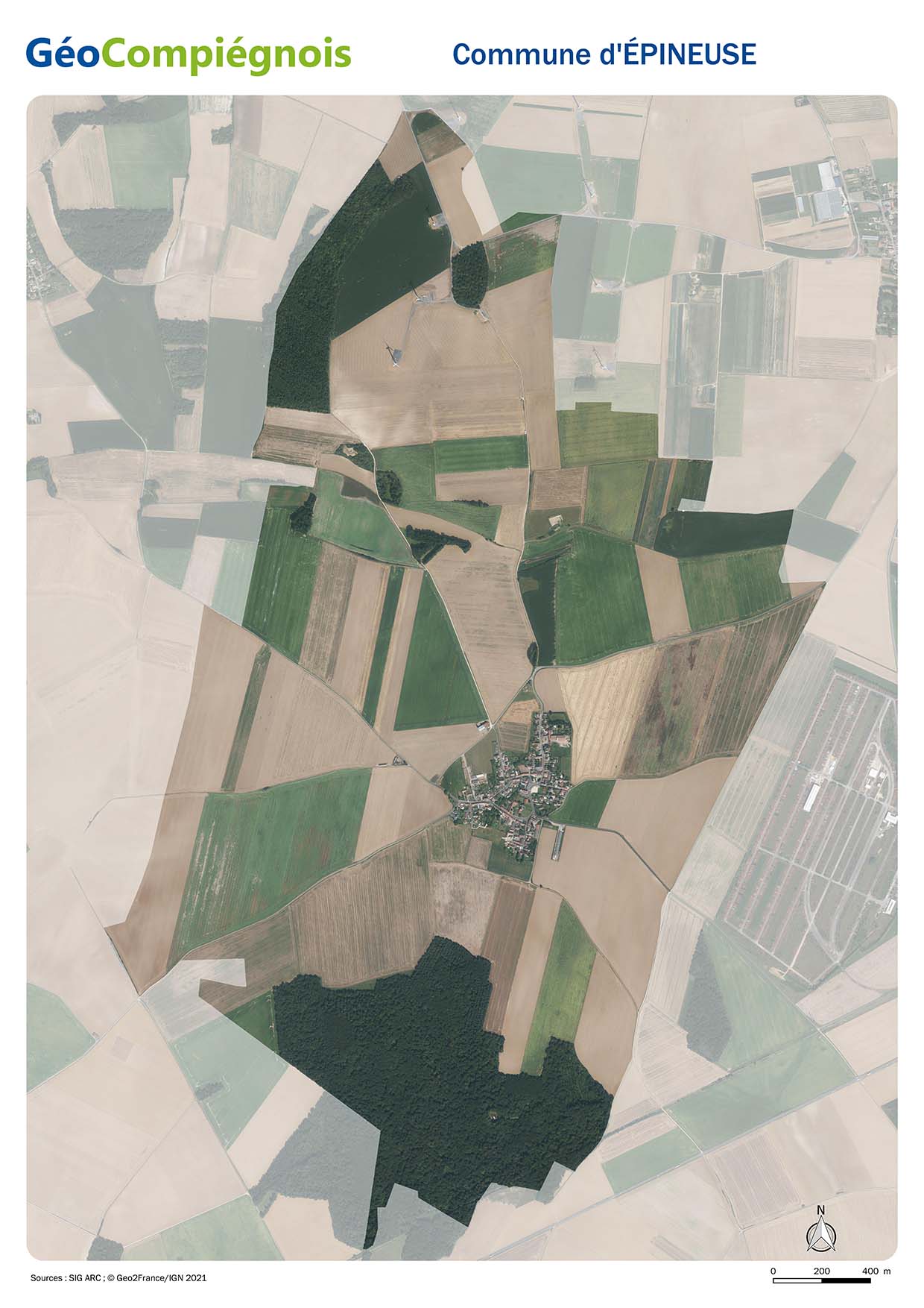 Photographie aérienne 2021 sur la commune d'Epineuse