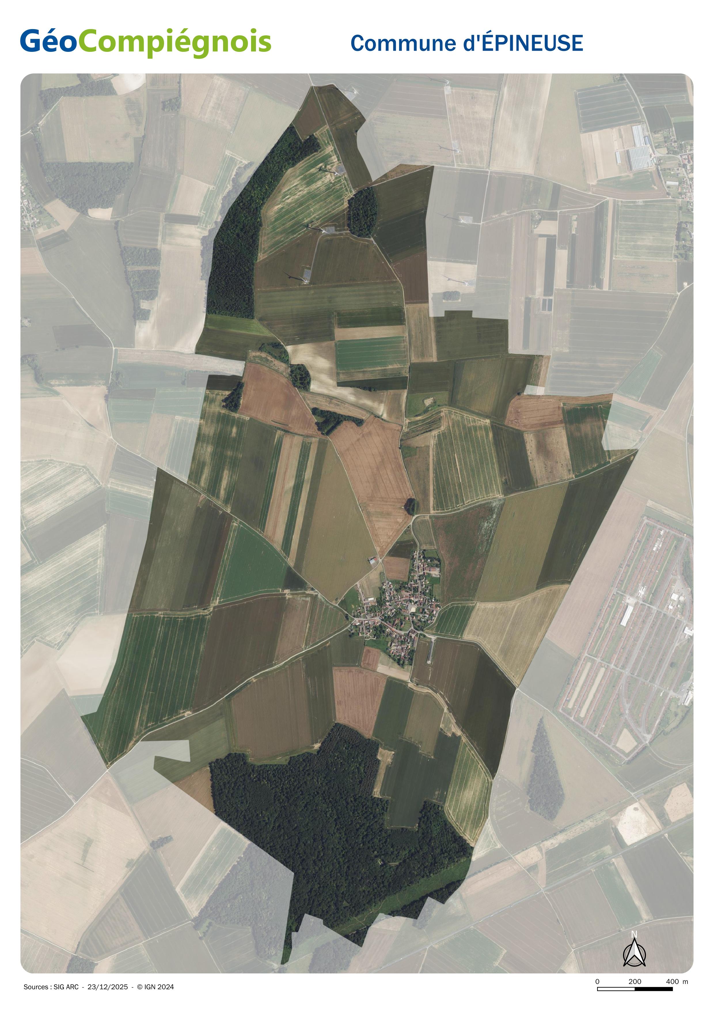 Photographie aérienne 2024 sur la commune d'Épineuse