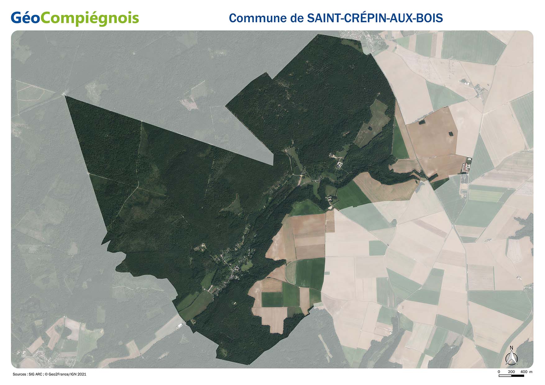 Photographie aérienne 2021 sur la commune de Saint-Crépin-aux-Bois