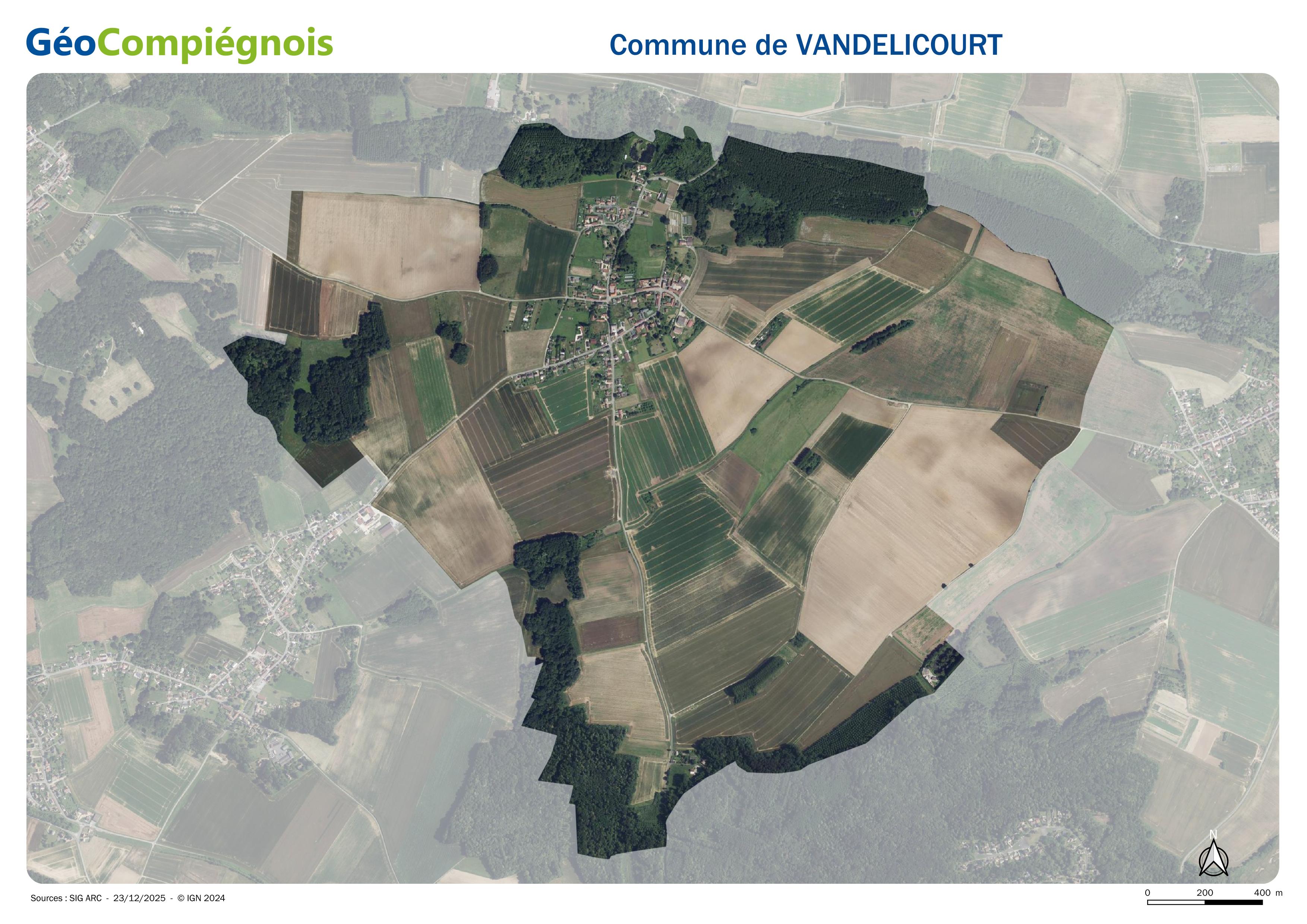 Photographie aérienne 2024 sur la commune de Vandélicourt