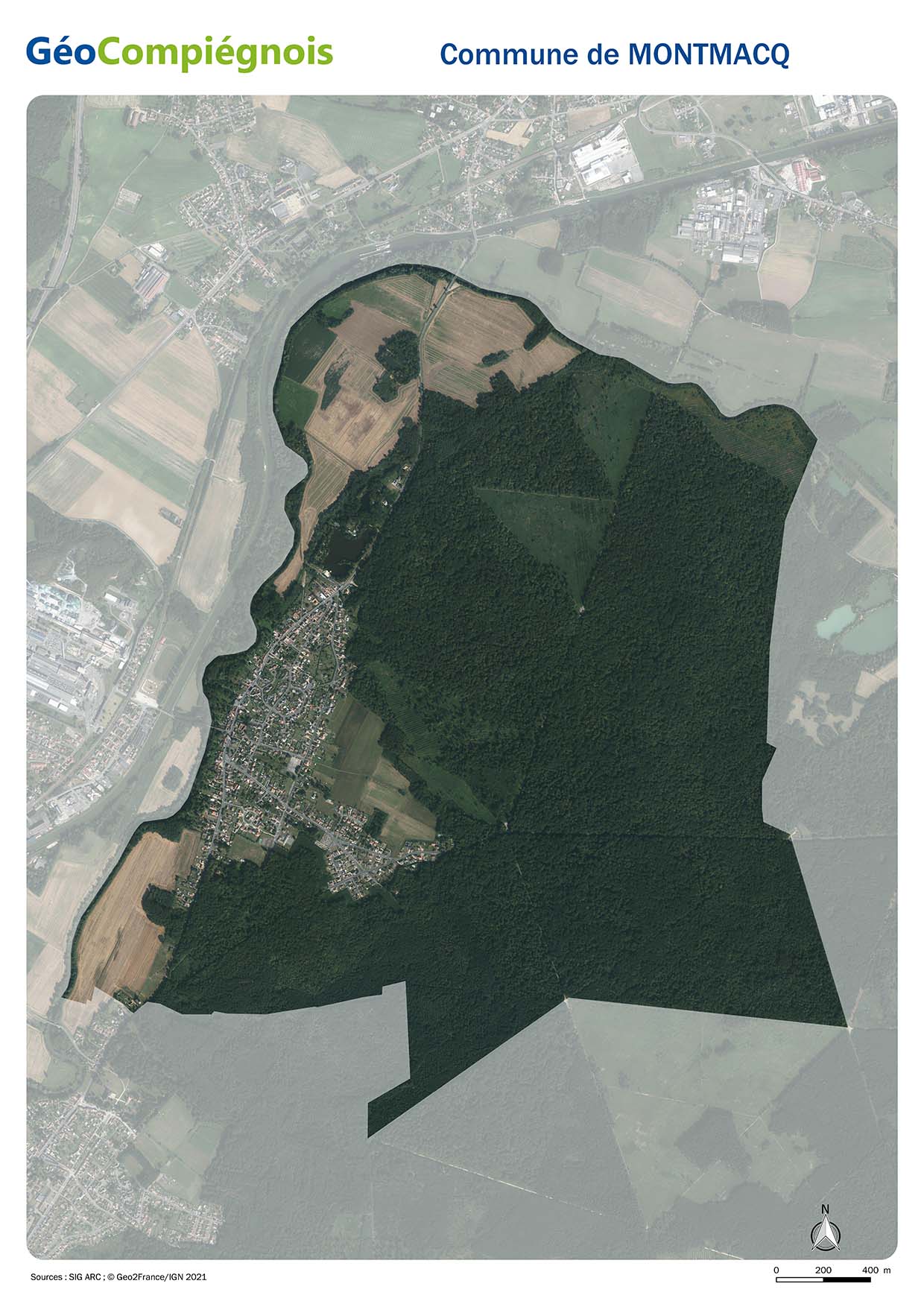 Photographie aérienne 2021 sur la commune de Montmacq