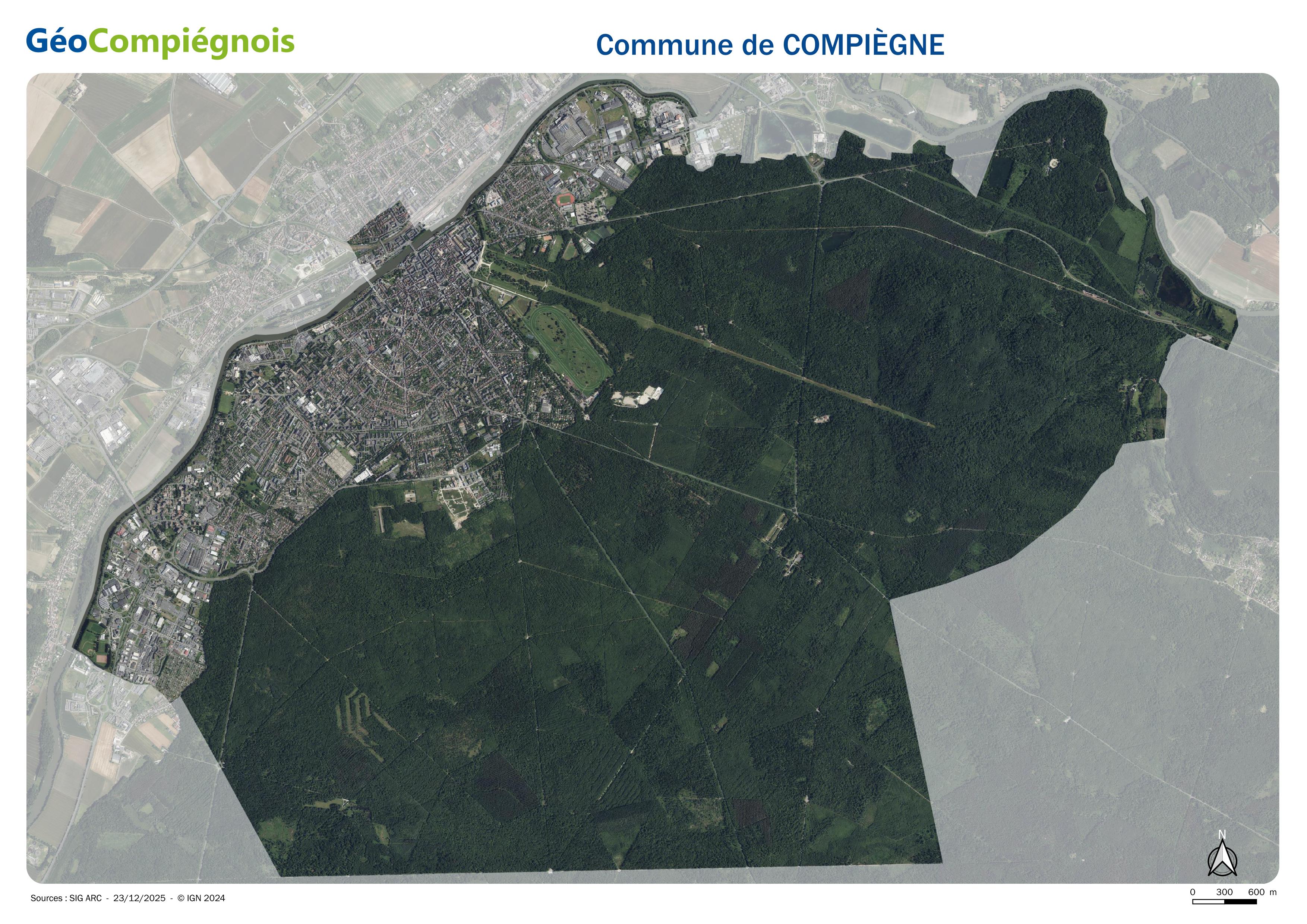 Photographie aérienne 2024 sur la commune de Compiègne