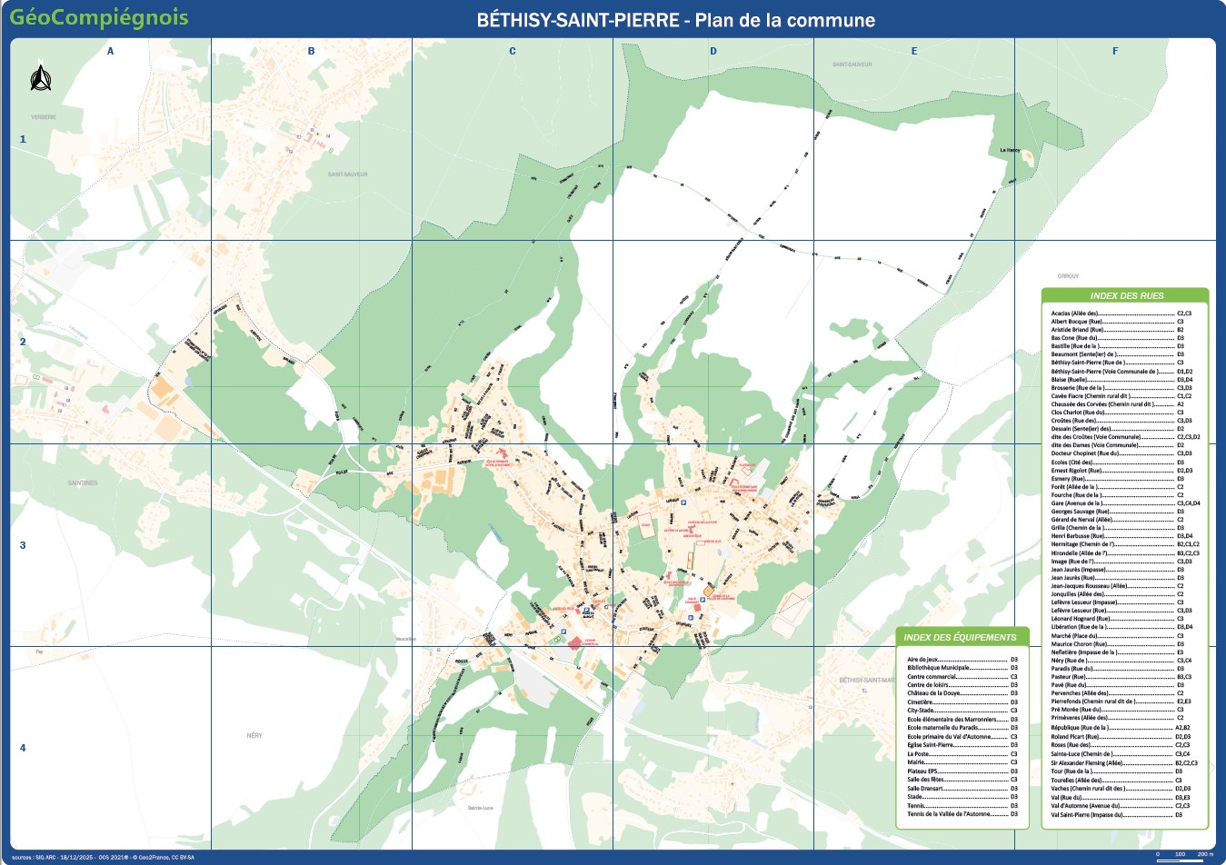 Plan de ville de la commune de Béthisy-Saint-Pierre