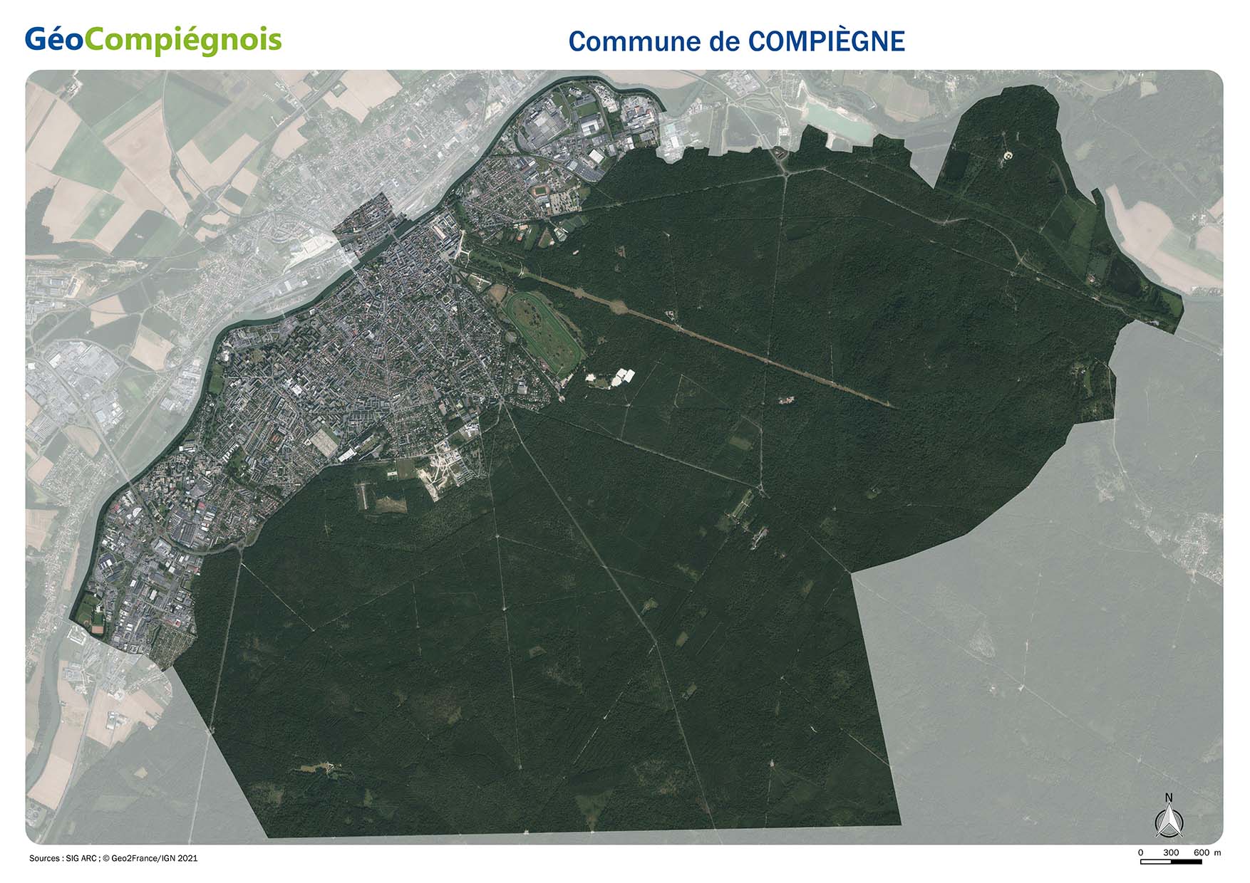 Photographie aérienne 2021 sur la commune de Compiègne