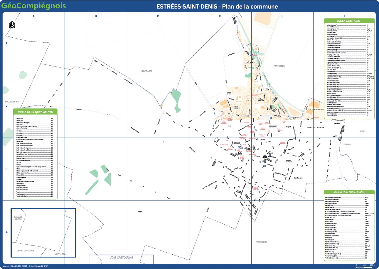 Plan de ville de la commune d'Estrées-Saint-Denis
