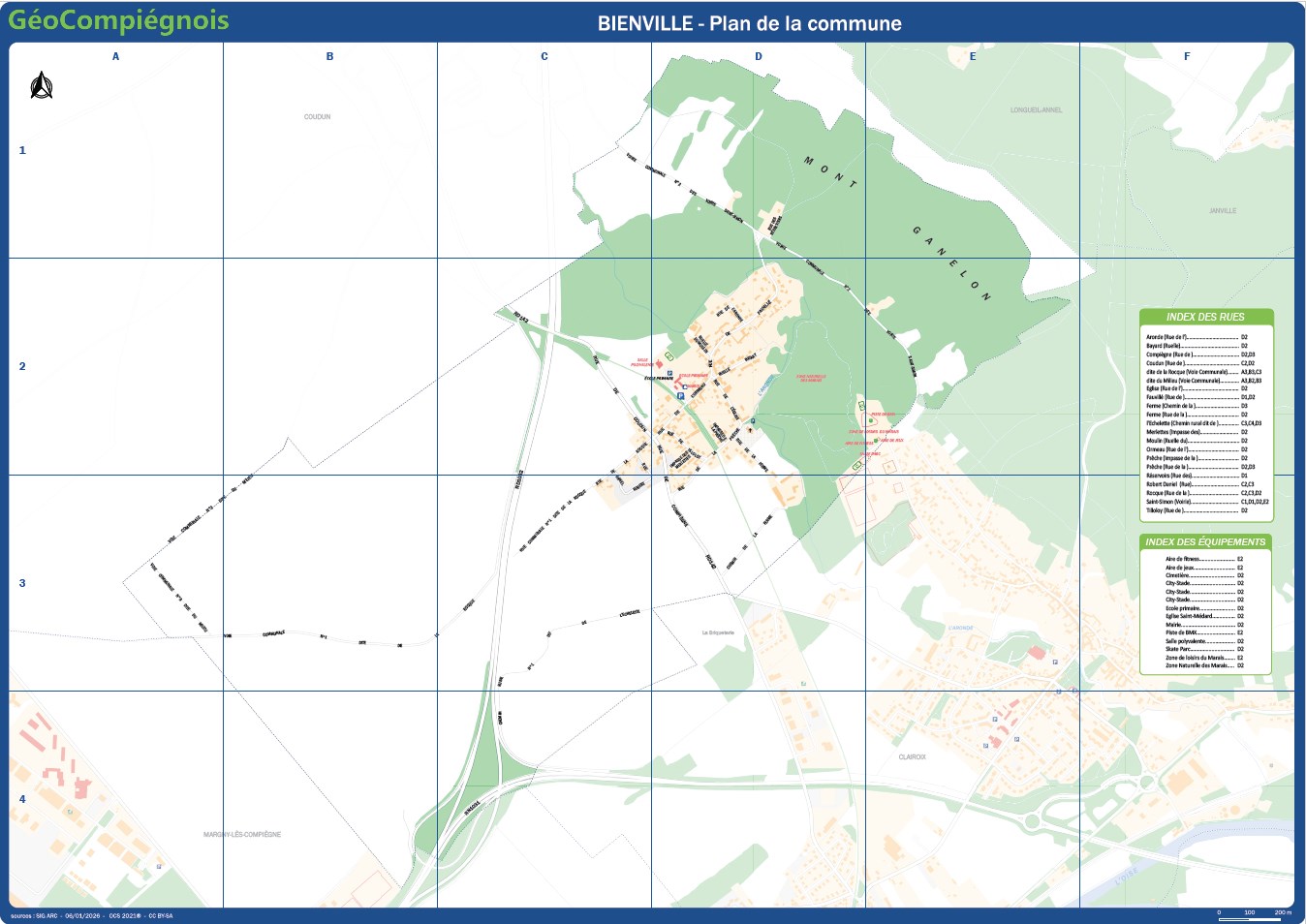 Plan de ville de la commune de Bienville