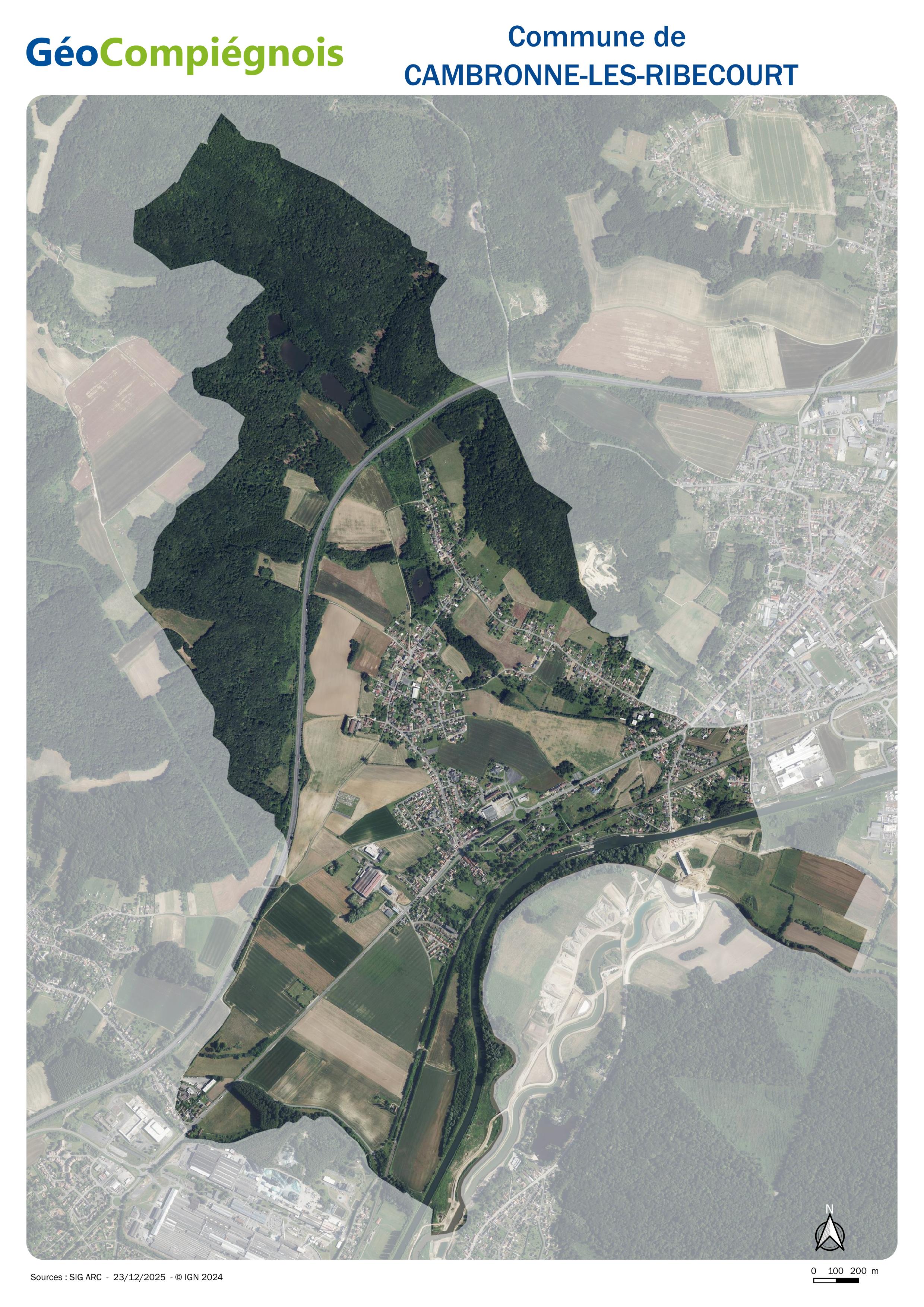 Photographie aérienne 2024 sur la commune de Cambronne-lès-Ribecourt