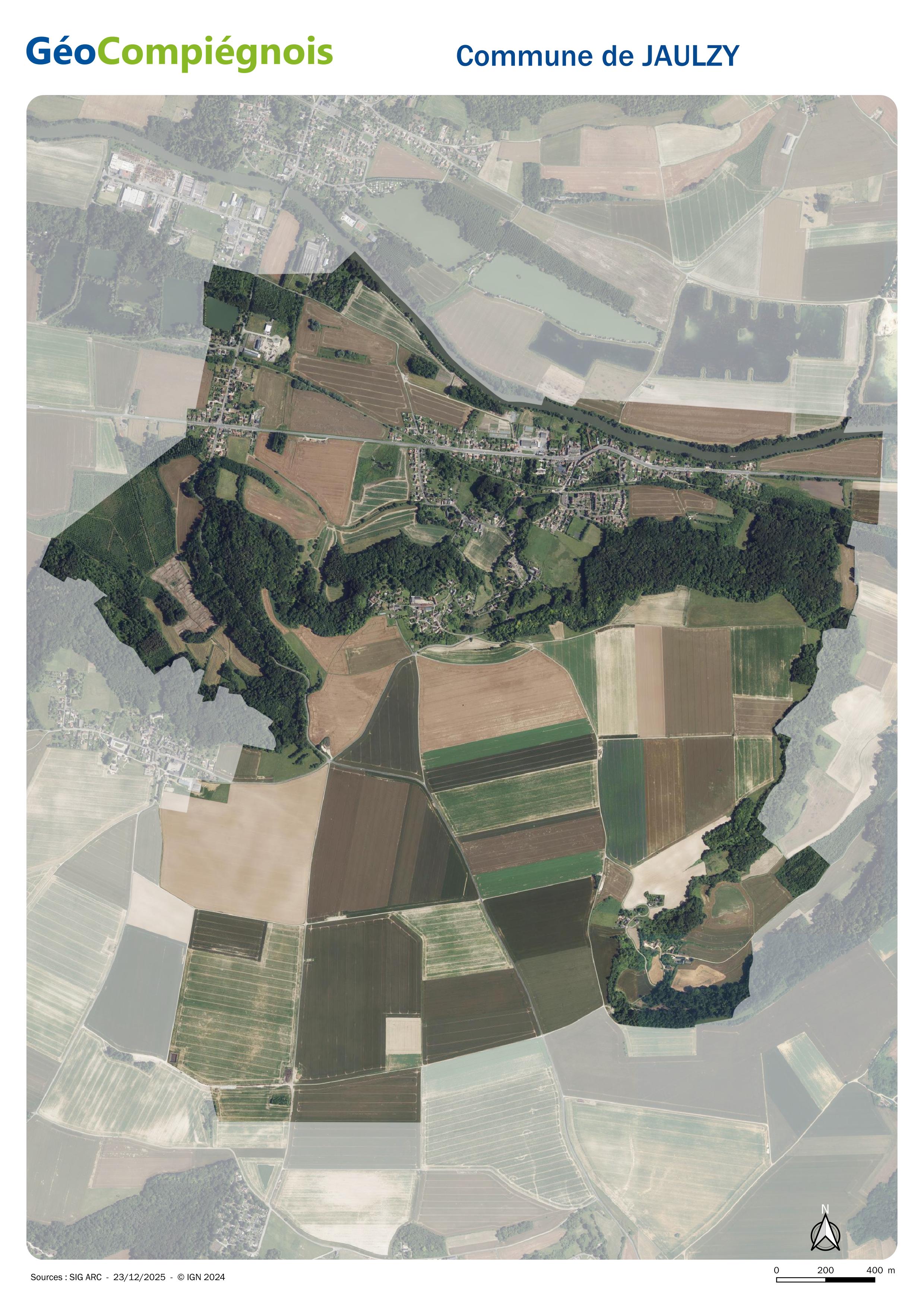 Photographie aérienne 2024 sur la commune de Jaulzy