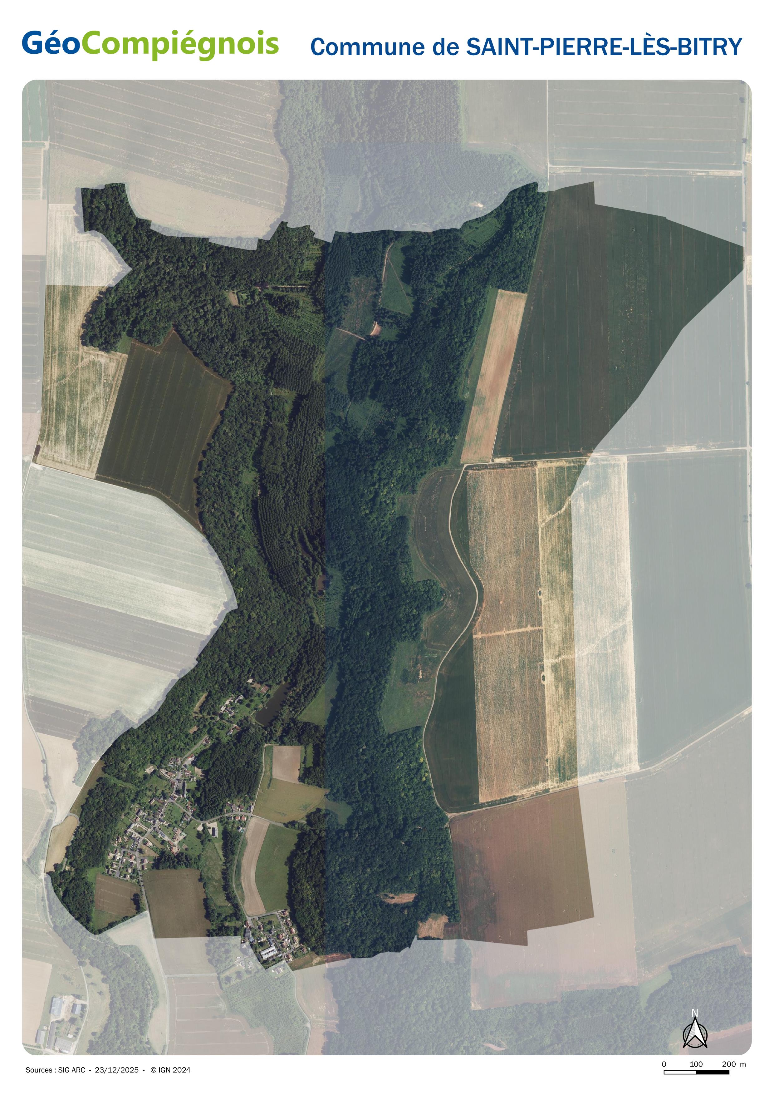 Photographie aérienne 2024 sur la commune de Saint-Pierre-lès-Bitry