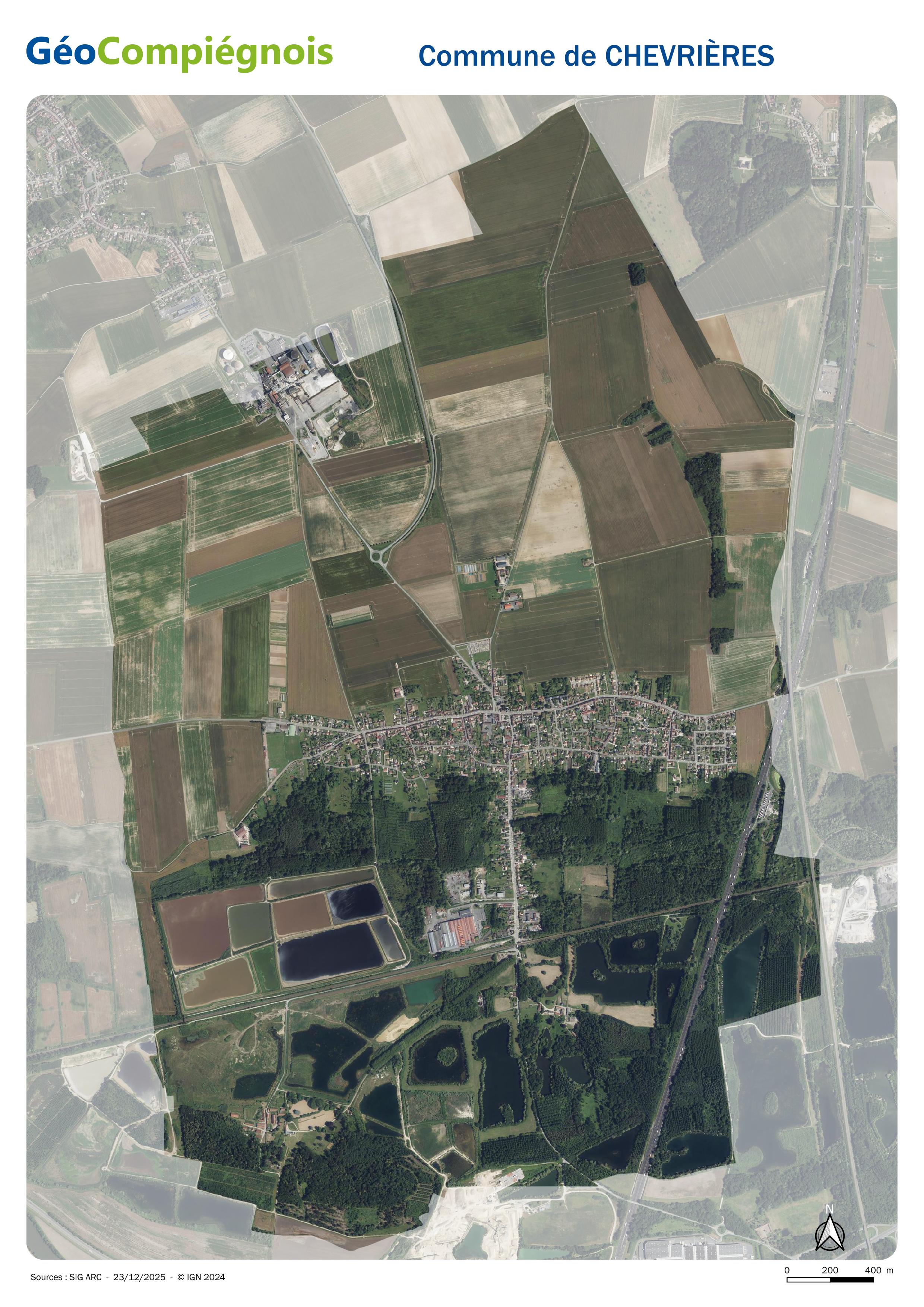 Photographie aérienne 2024 sur la commune de Chevrières