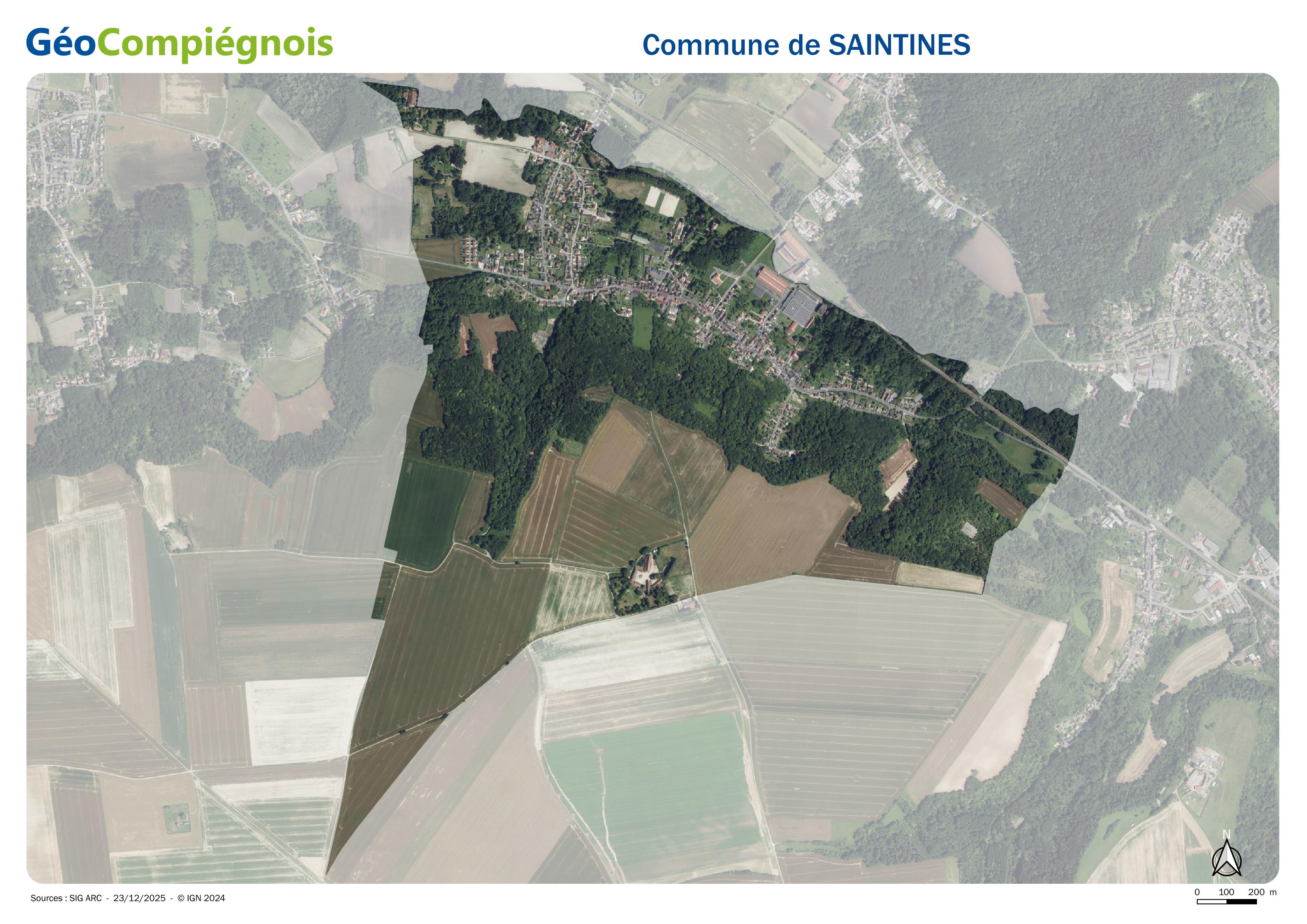 Photographie aérienne 2024 sur la commune de Saintines