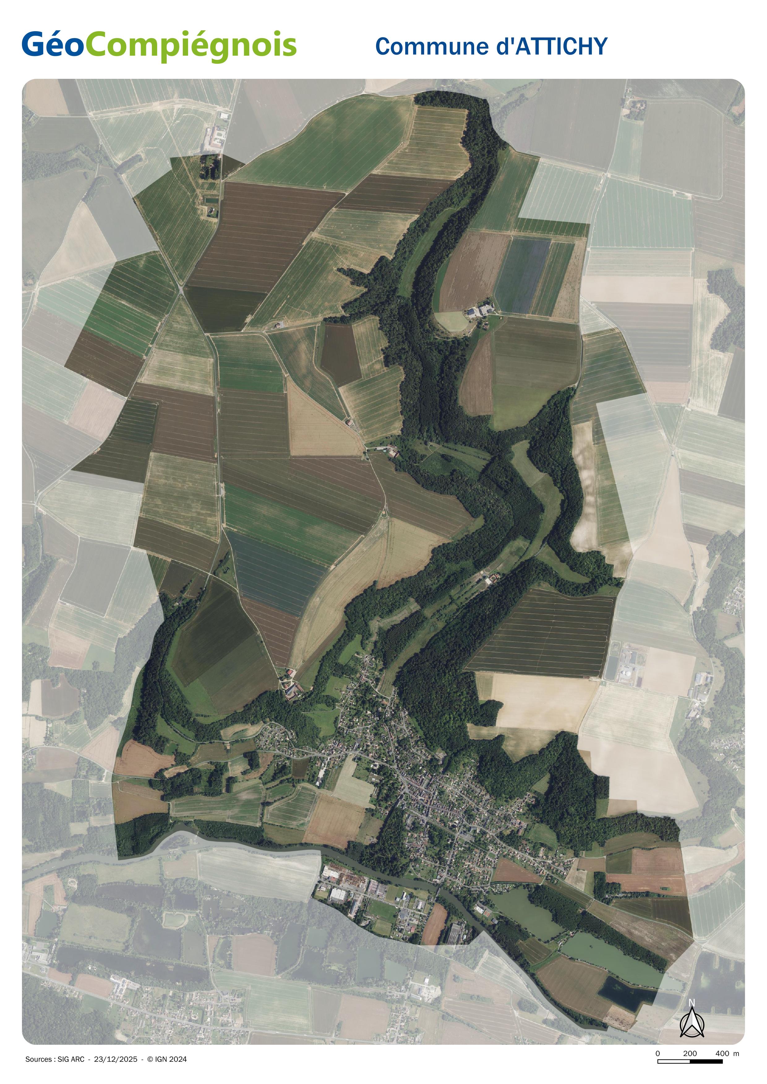 Photographie aérienne 2024 sur la commune d'Attichy