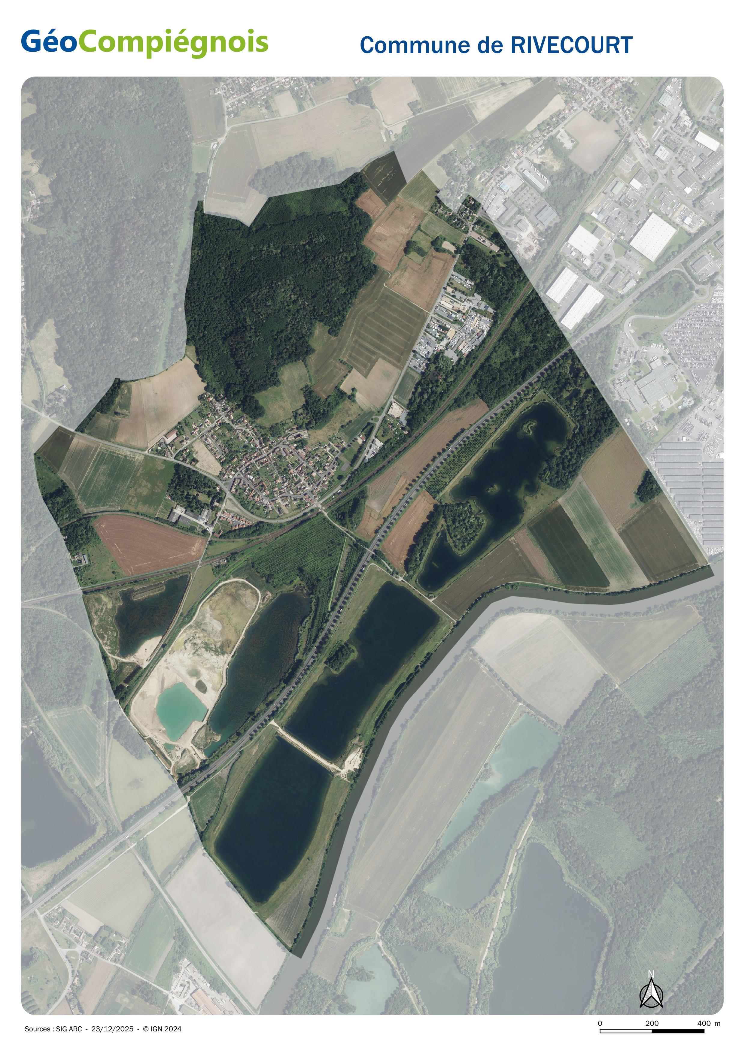 Photographie aérienne 2024 sur la commune de Rivecourt