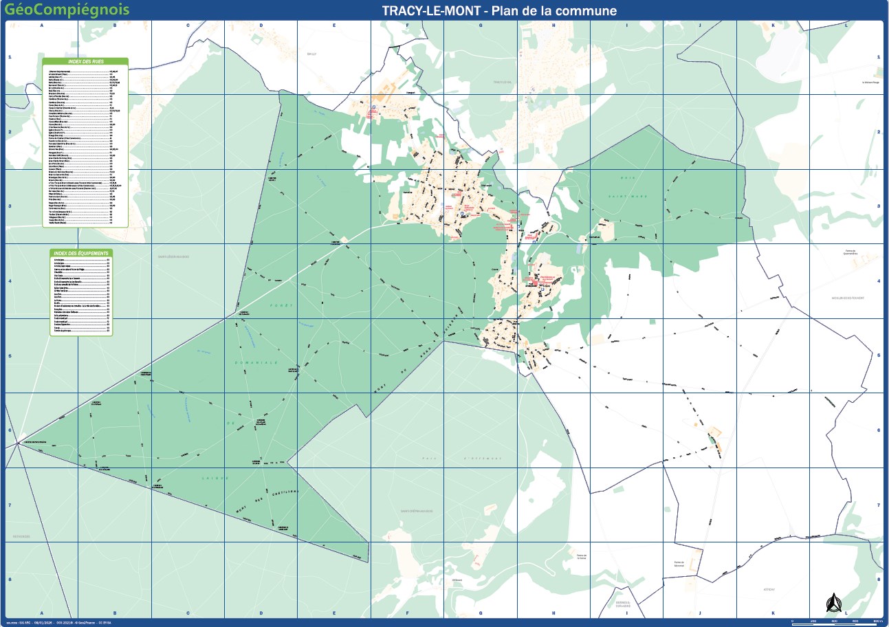 Plan de ville de la commune de Tracy-le-Mont