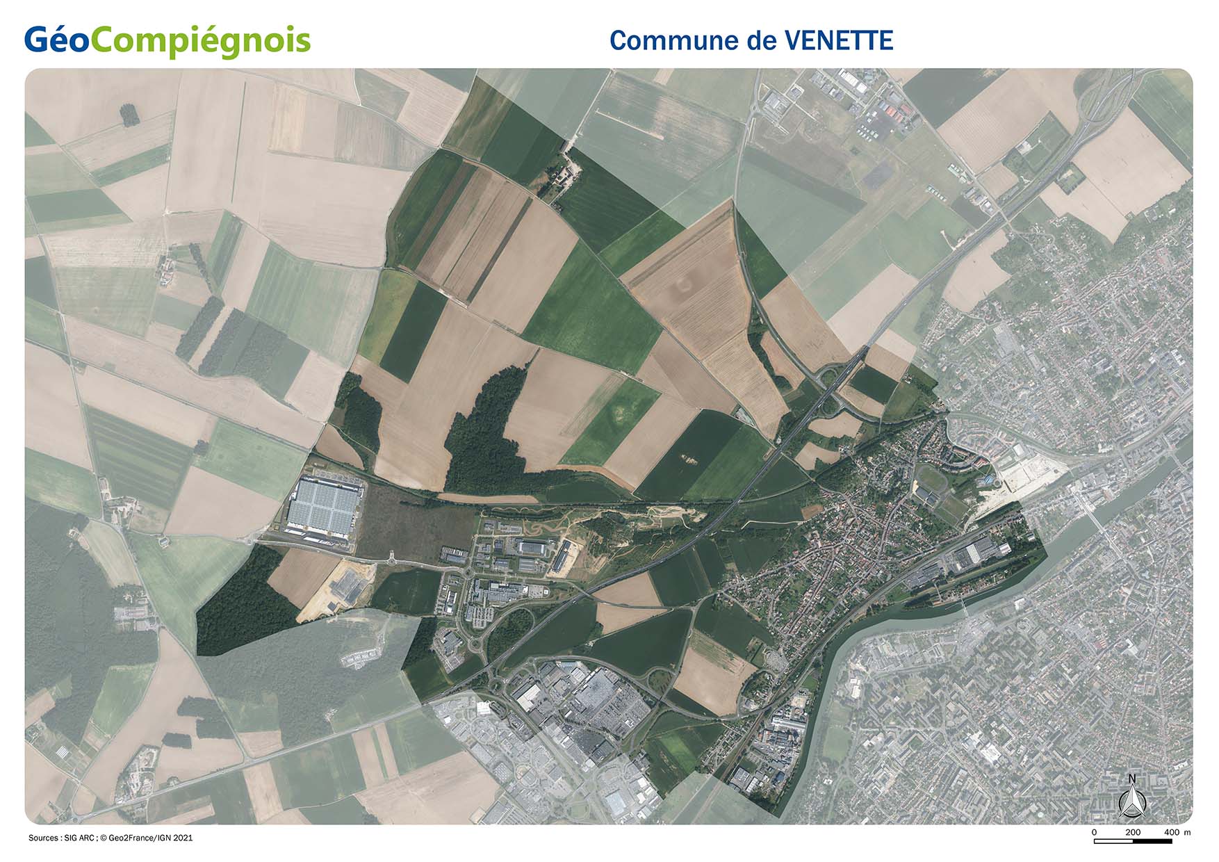 Photographie aérienne 2021 sur la commune de Venette