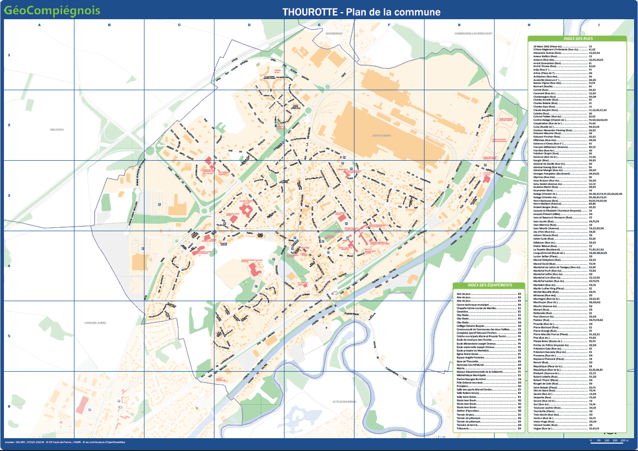 Plan de la commune de Thourotte