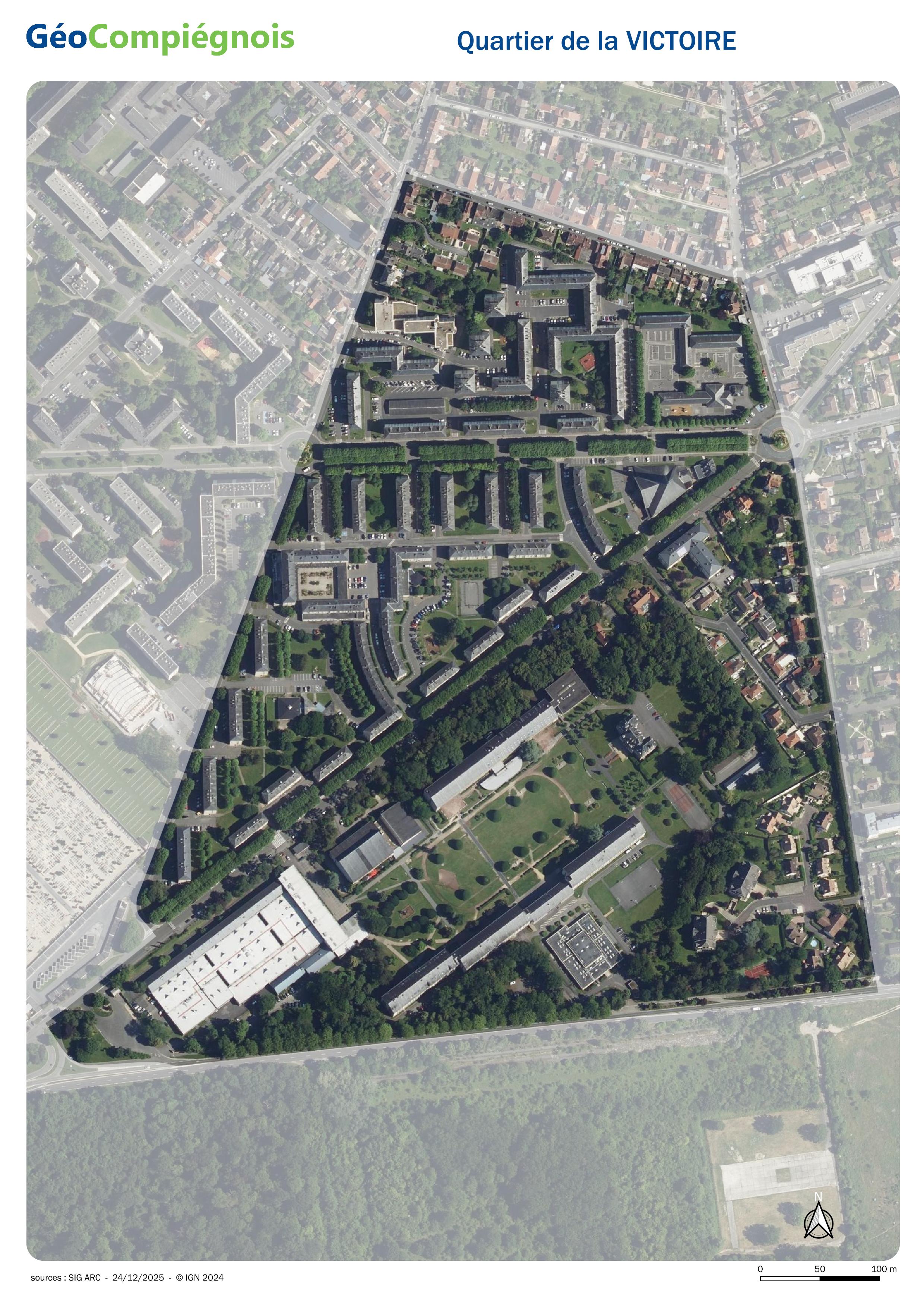 Photographie aérienne 2024 du quartier de la Victoire