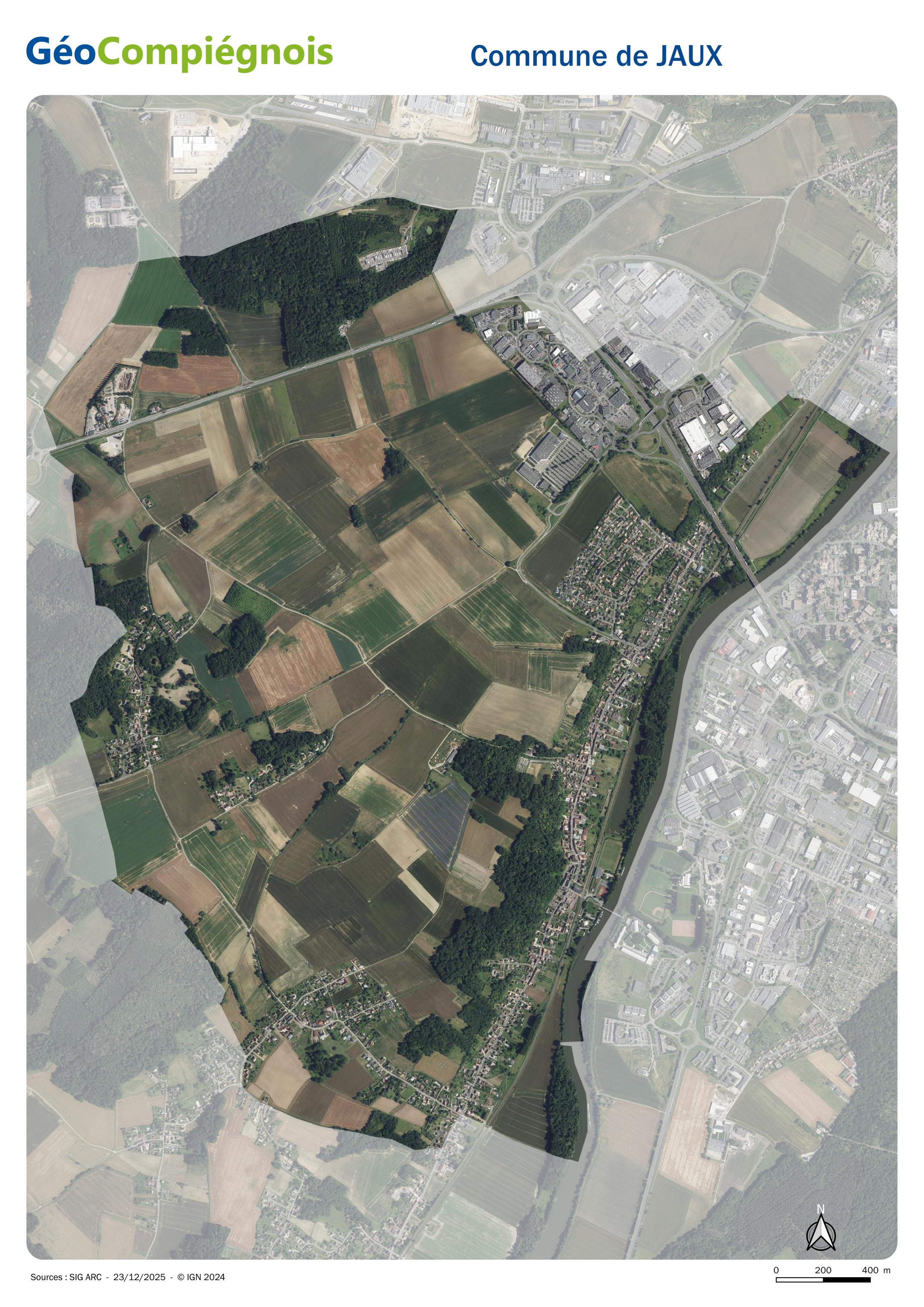 Photographie aérienne 2024 sur la commune de Jaux