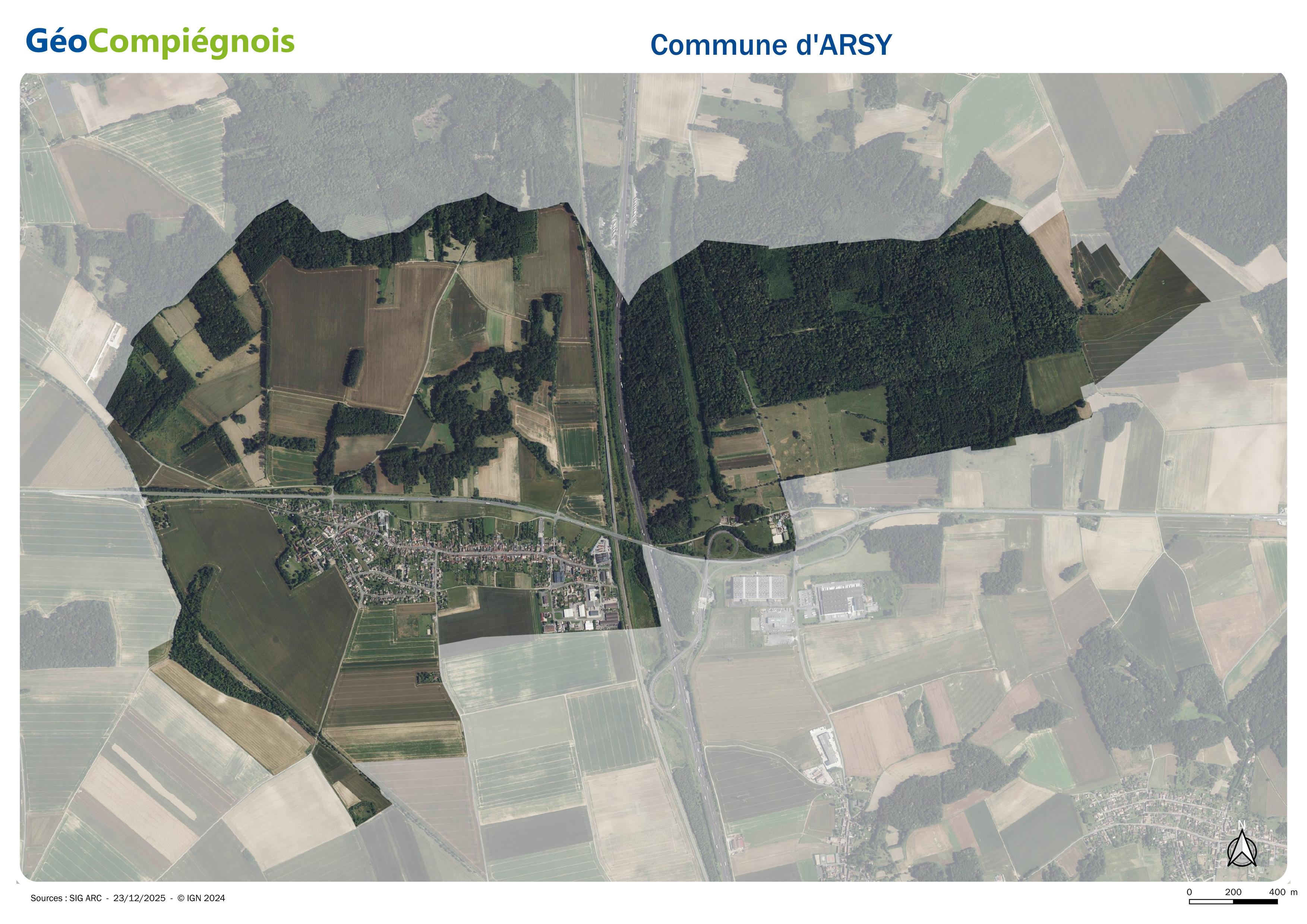 Photographie aérienne 2024 sur la commune d'Arsy