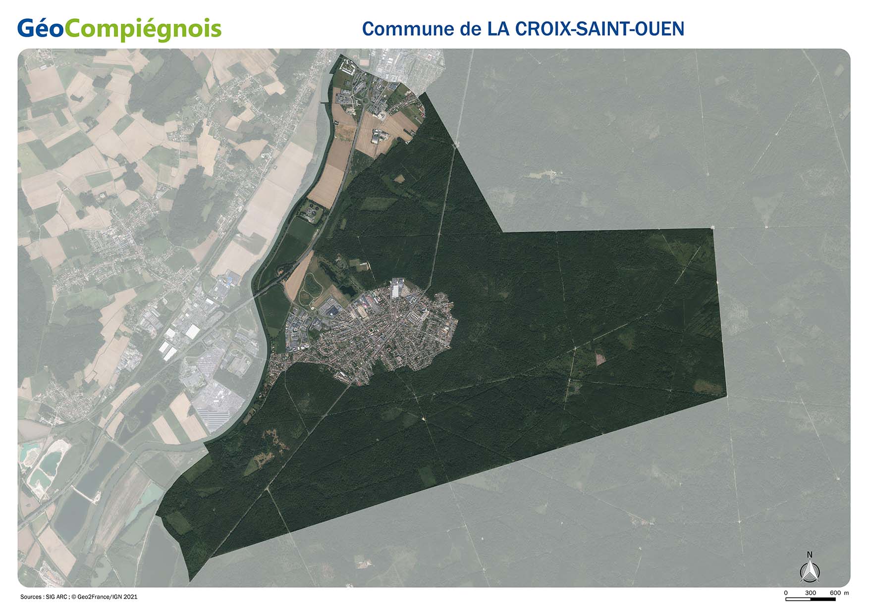 Photographie aérienne 2021 sur la commune de La Croix-Saint-Ouen