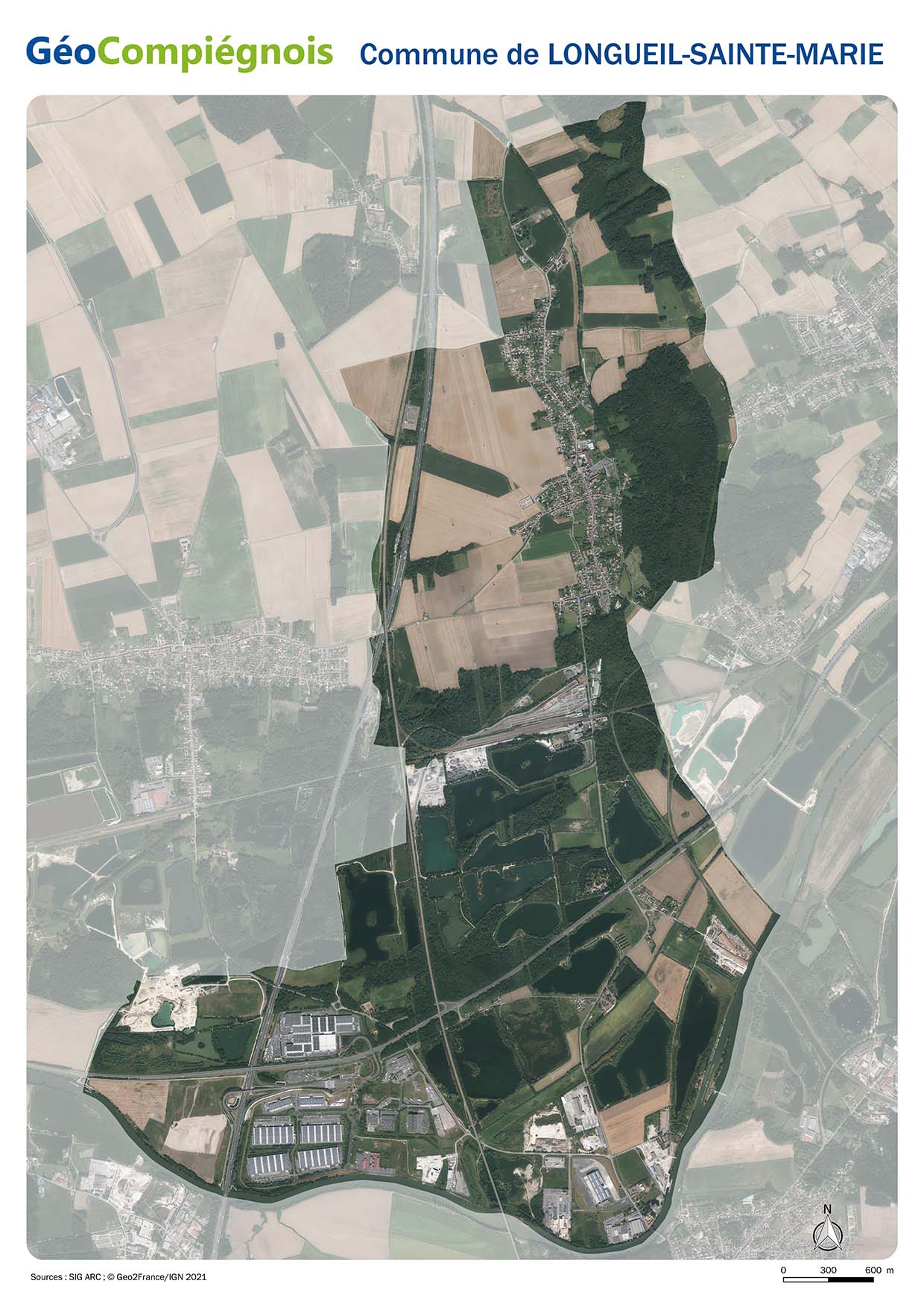 Photographie aérienne 2021 sur la commune de Longueil-Sainte-Marie