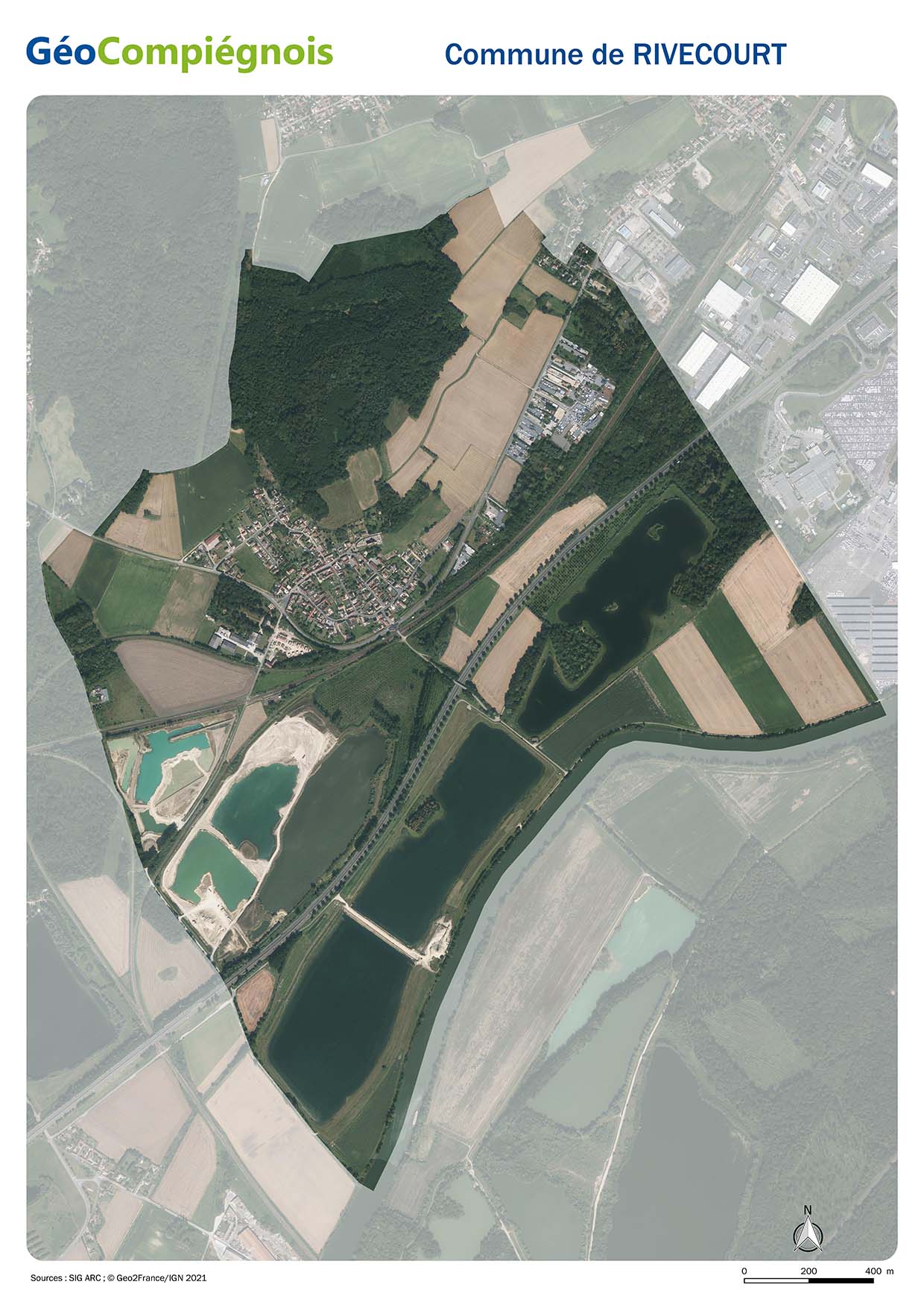 Photographie aérienne 2021 sur la commune de Rivecourt