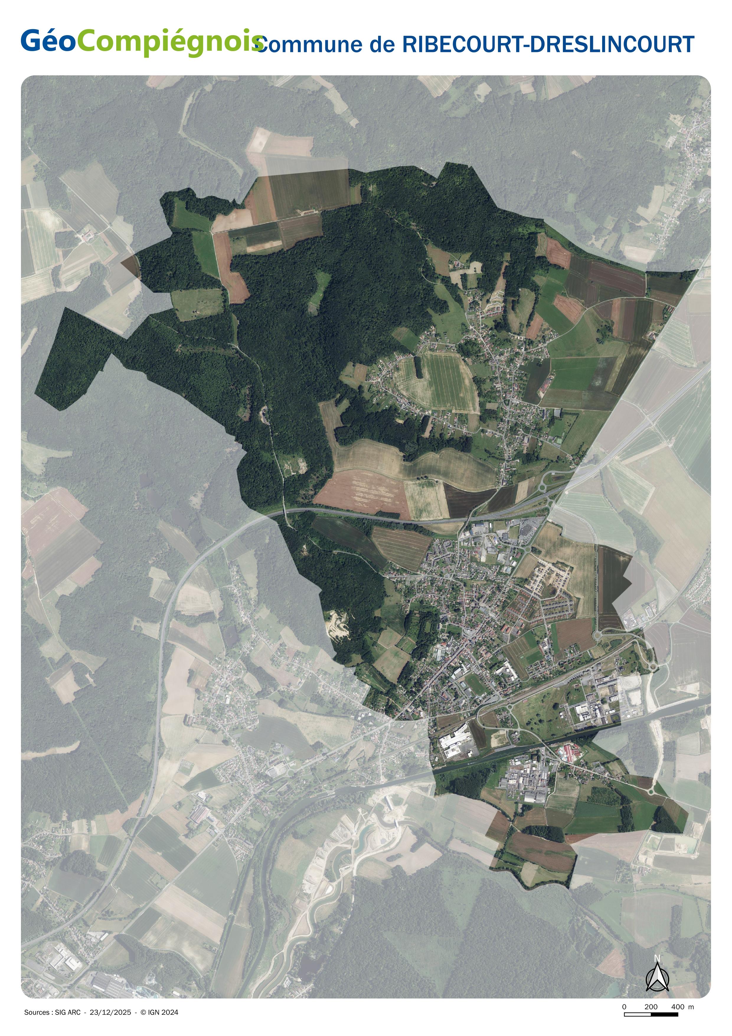 Photographie aérienne 2024 sur la commune de Ribécourt-Dreslincourt