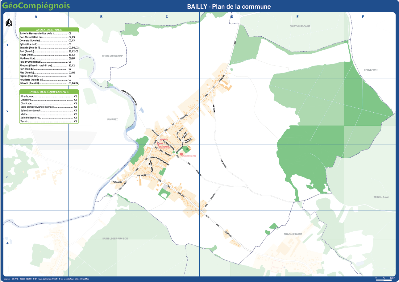 Plan de ville de la commune de Bailly