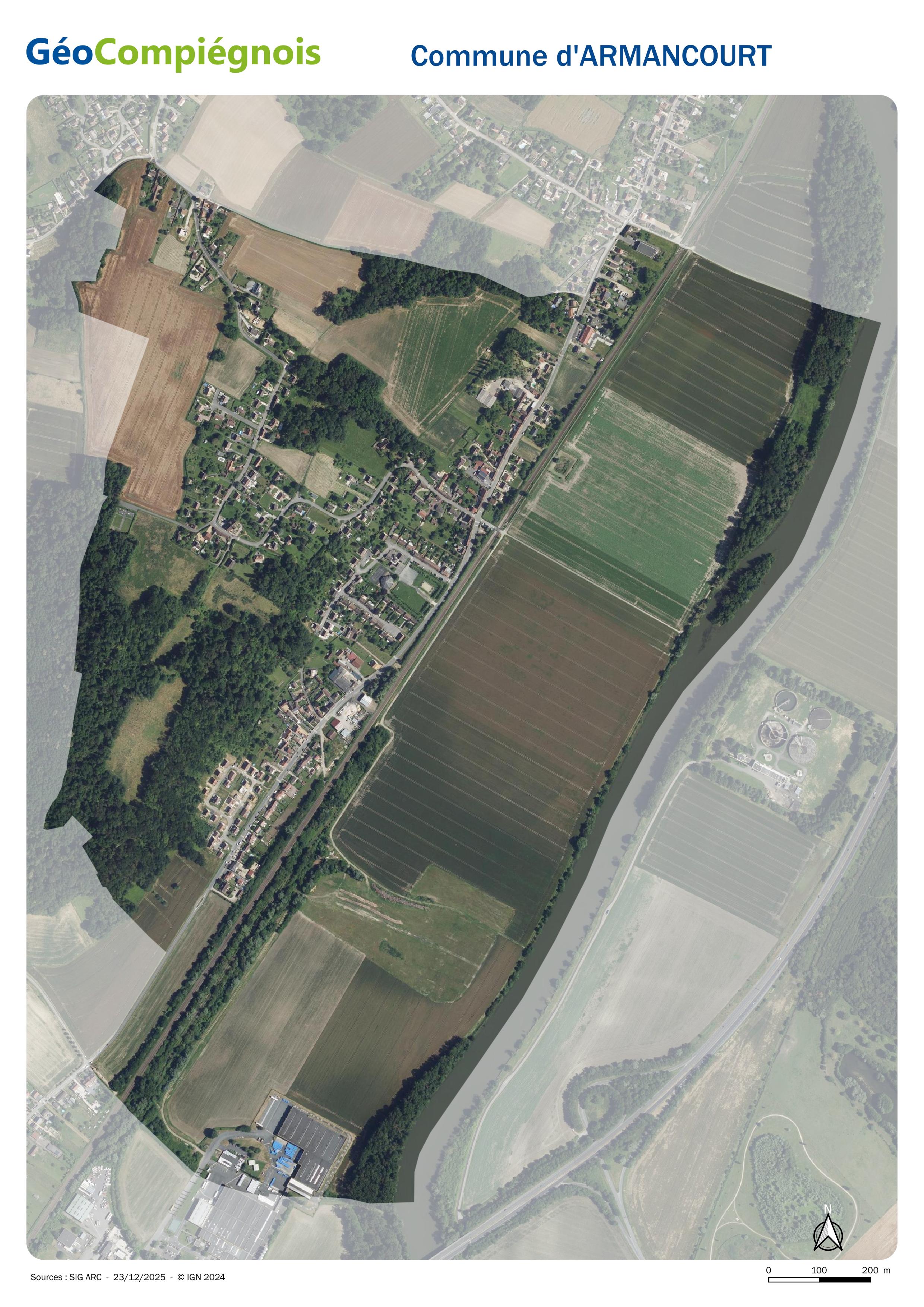 Photographie aérienne 2024 sur la commune d'Armancourt