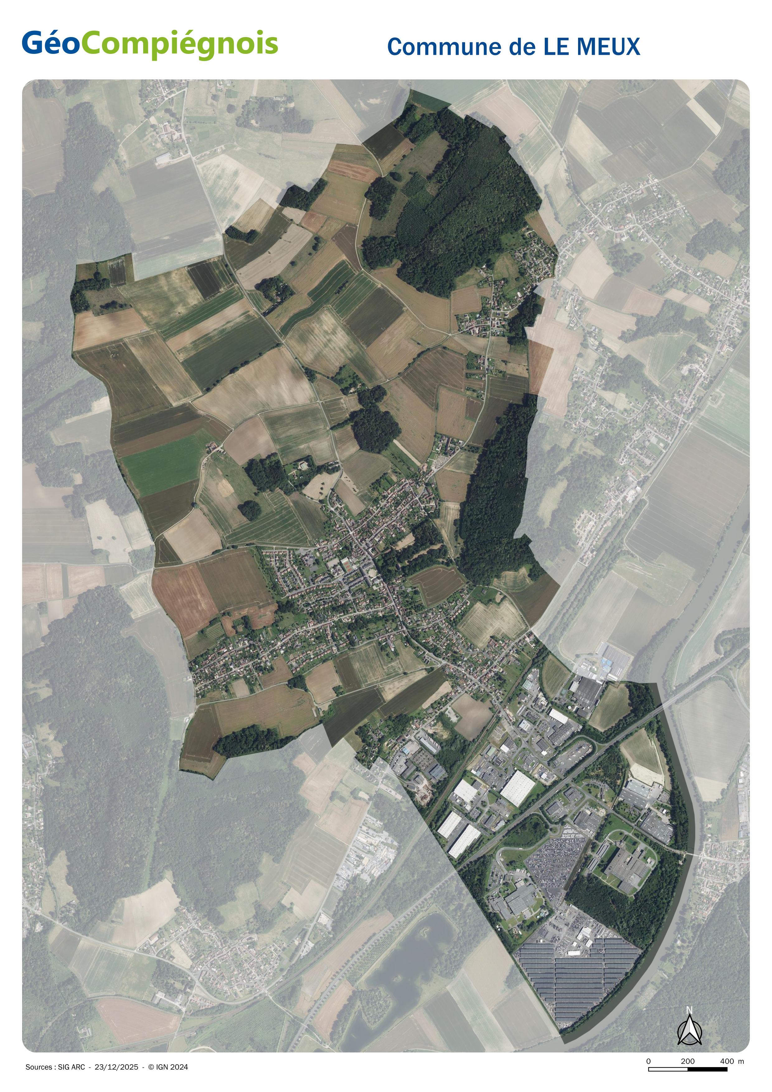 Photographie aérienne 2024 sur la commune de Le Meux