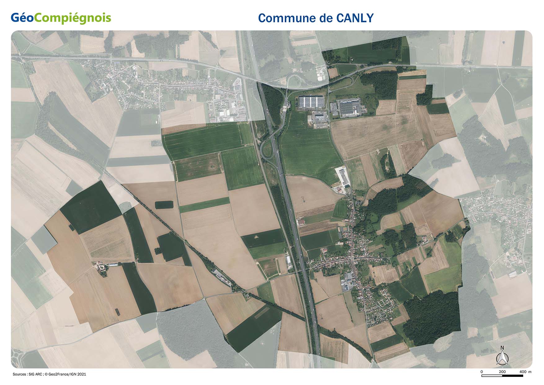 Photographie aérienne 2021 sur la commune de Canly