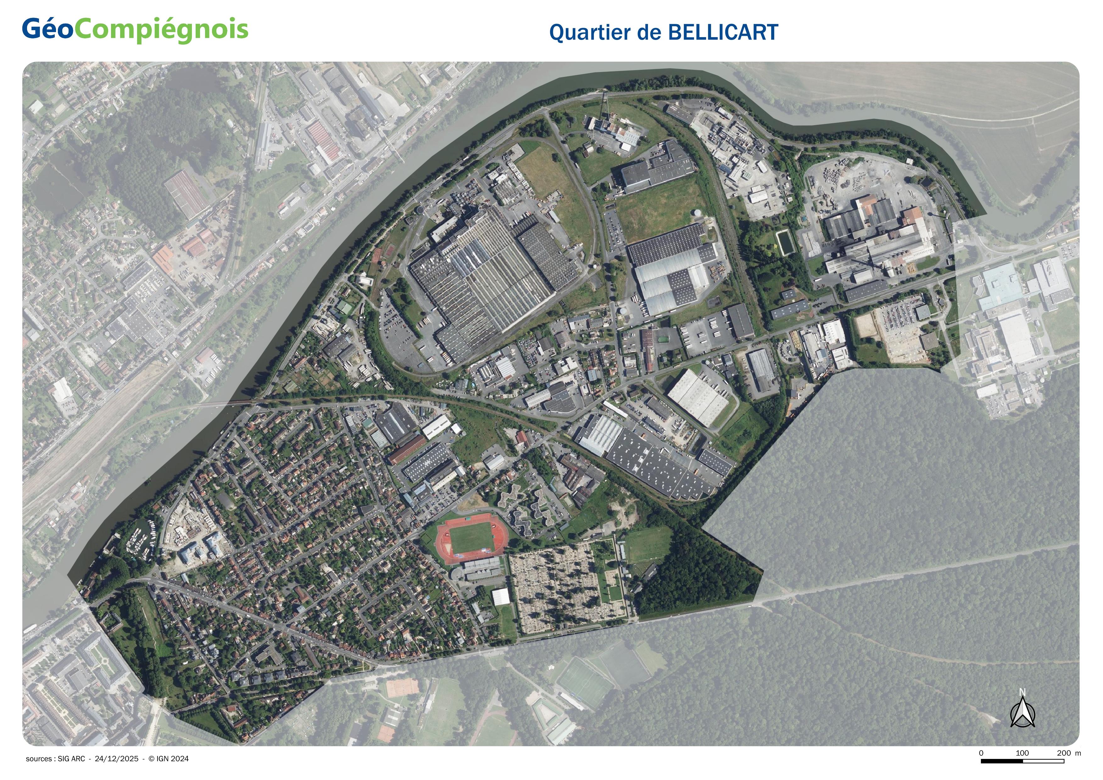 Photographie aérienne 2024 du quartier de Bellicart