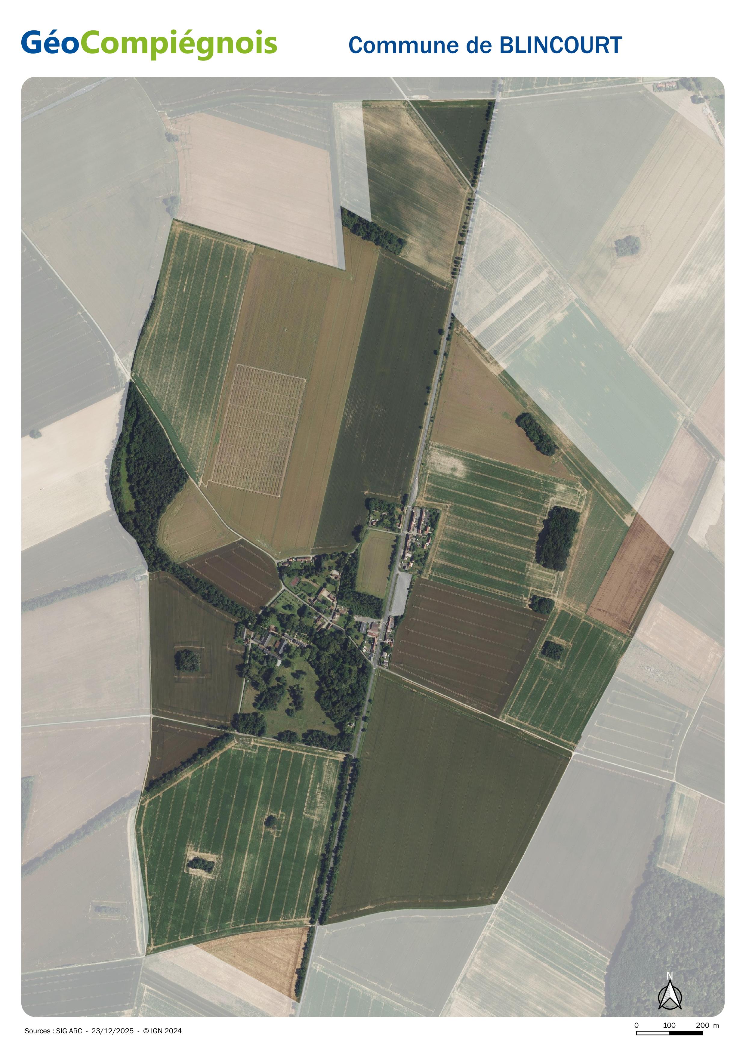 Photographie aérienne 2024 sur la commune de Blincourt