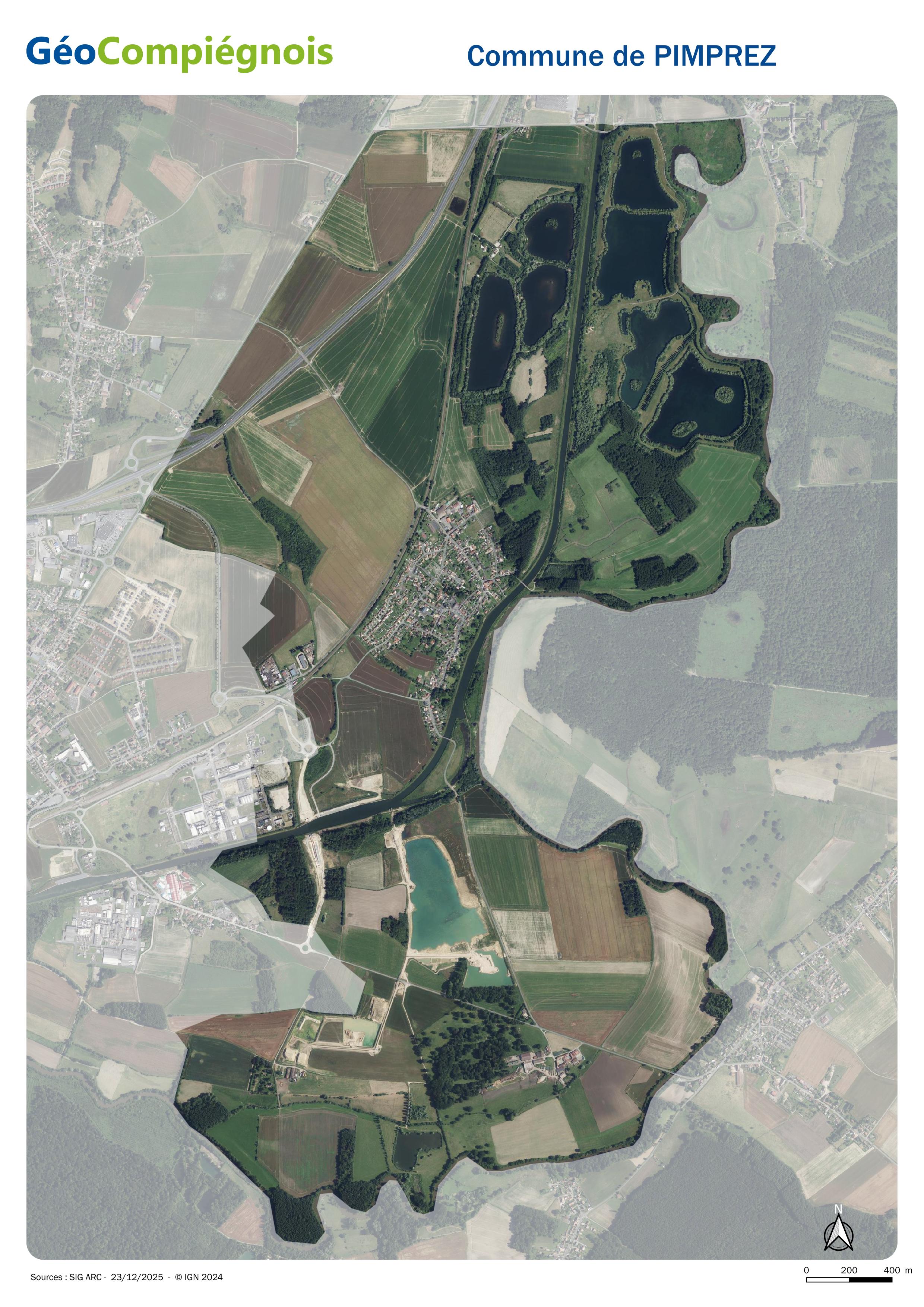 Photographie aérienne 2024 sur la commune de Pimprez