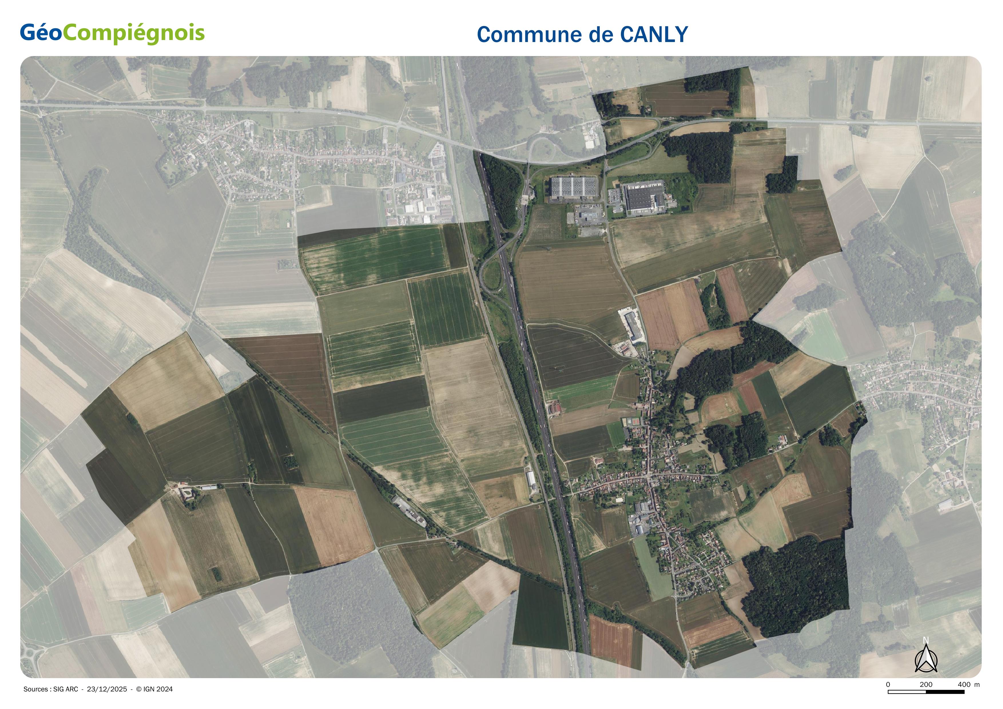 Photographie aérienne 2024 sur la commune de Canly