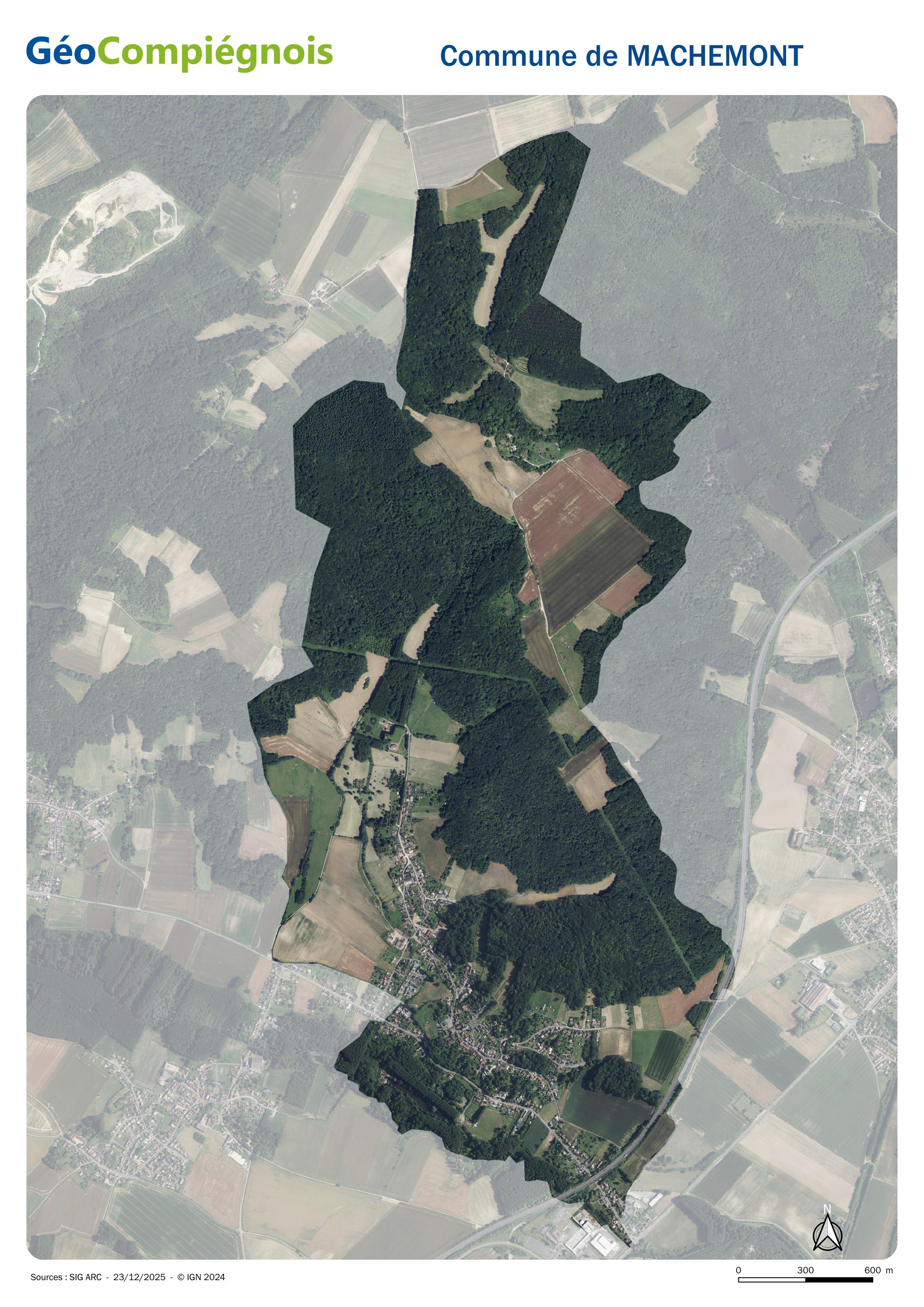 Photographie aérienne 2024 sur la commune de Machemont