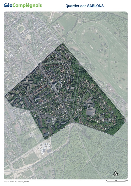 Photographie aérienne 2018 du quartier des Sablons