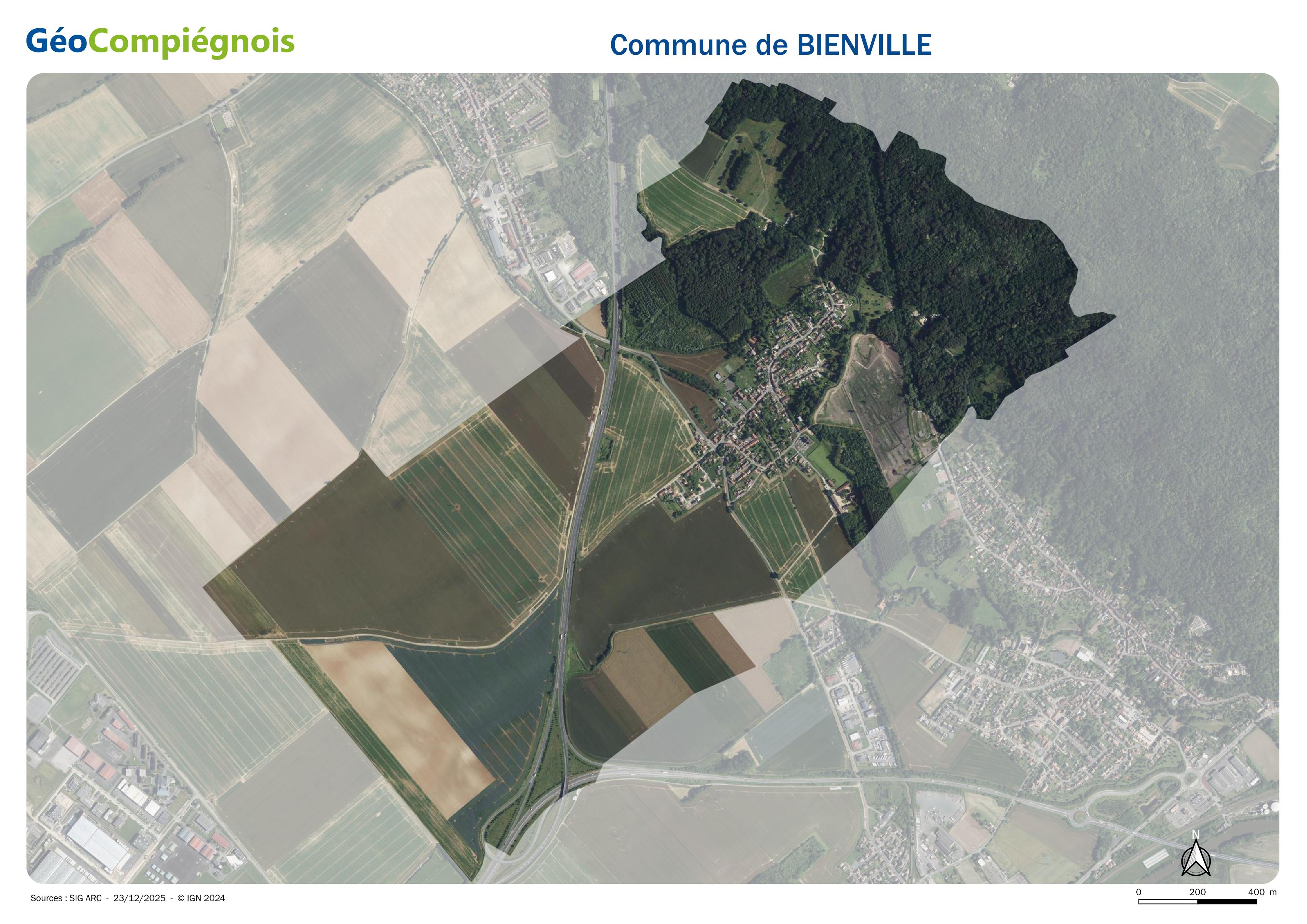 Photographie aérienne 2024 sur la commune de Bienville