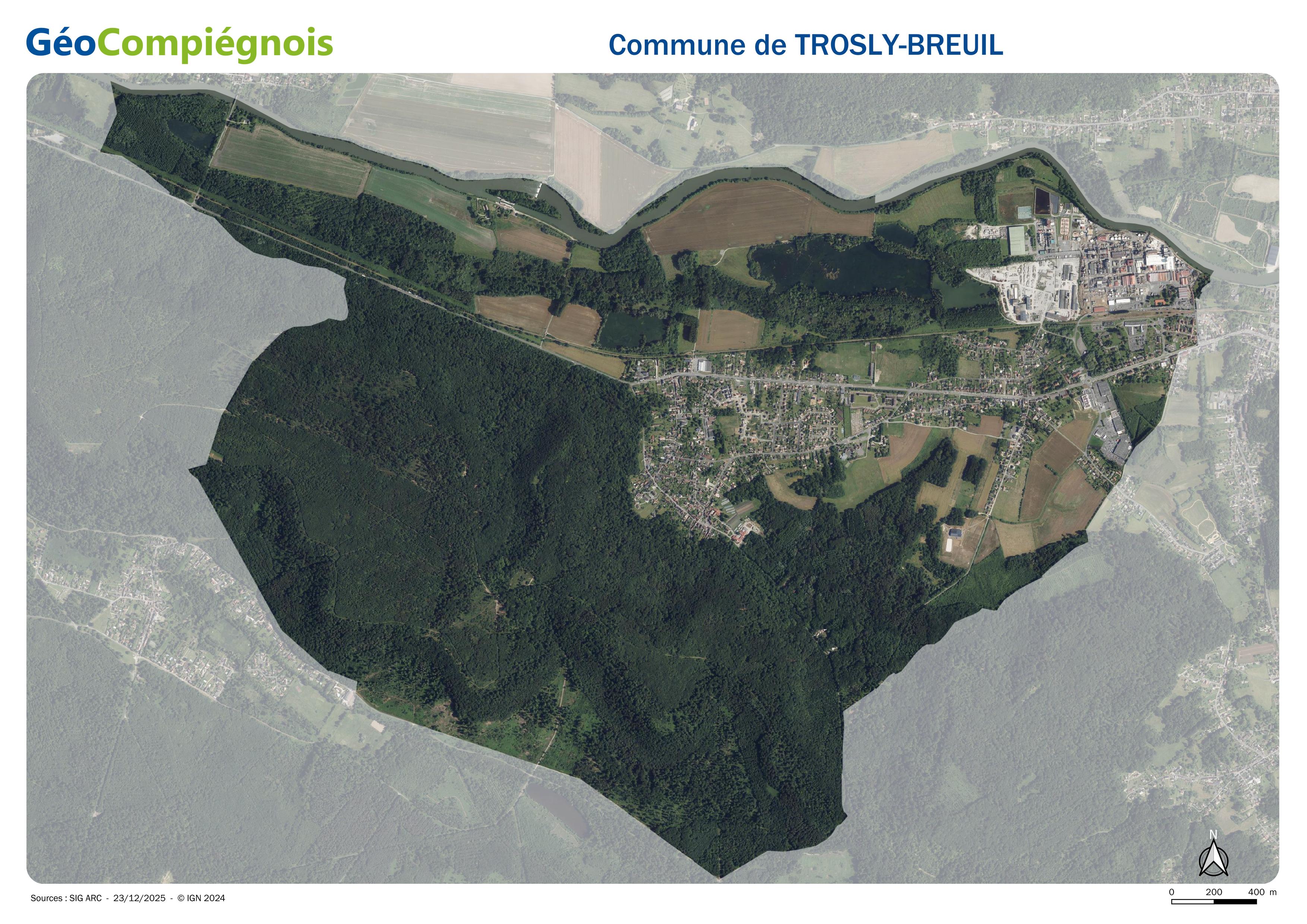 Photographie aérienne 2024 sur la commune de Trosly-Breuil