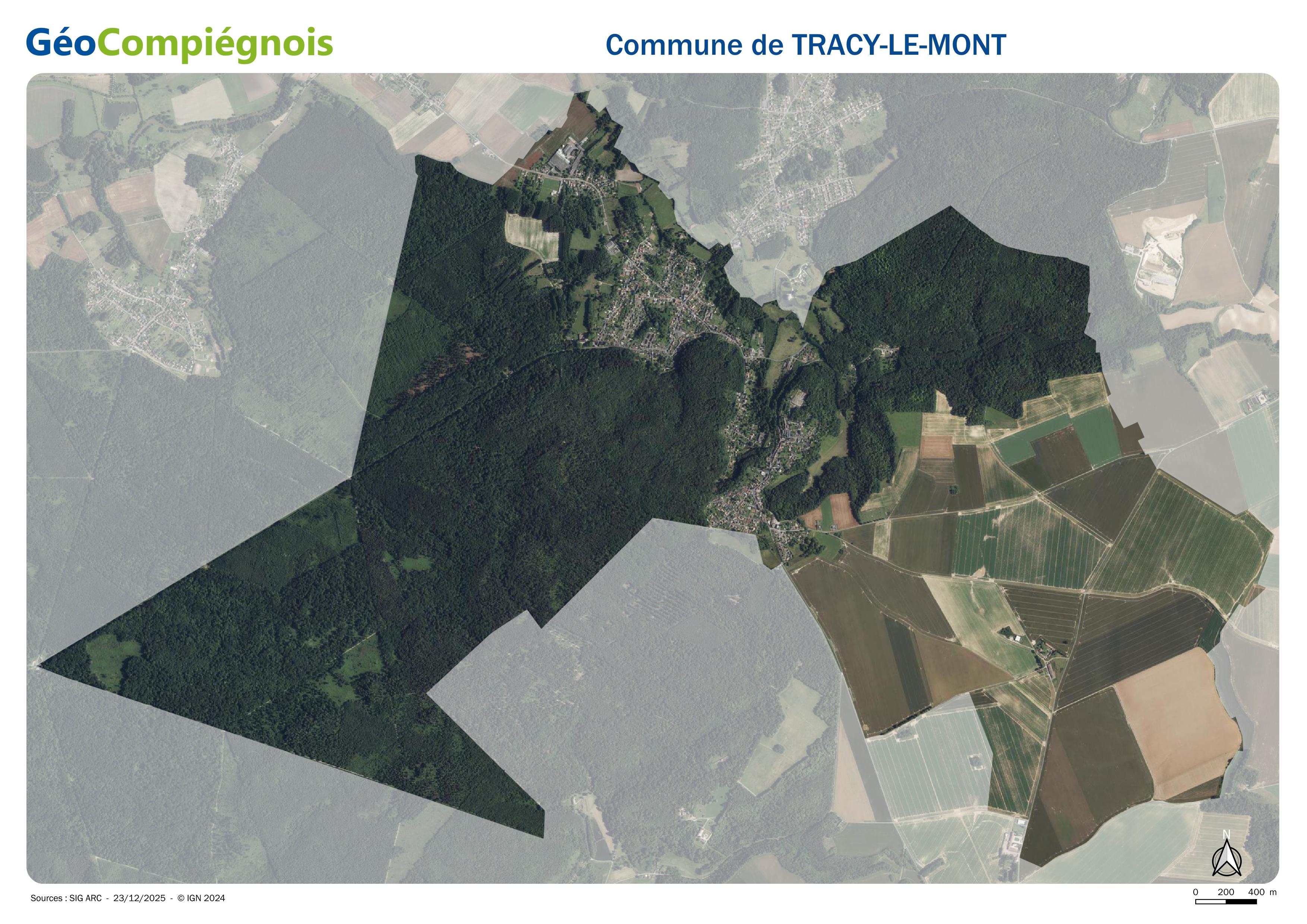 Photographie aérienne 2024 sur la commune de Tracy-le-Mont