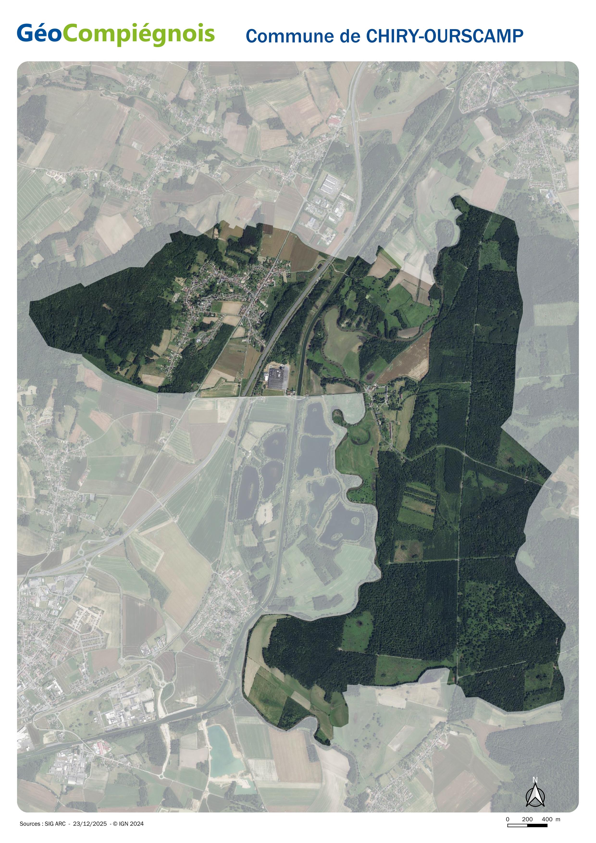 Photographie aérienne 2024 sur la commune de Chiry-Ourscamp
